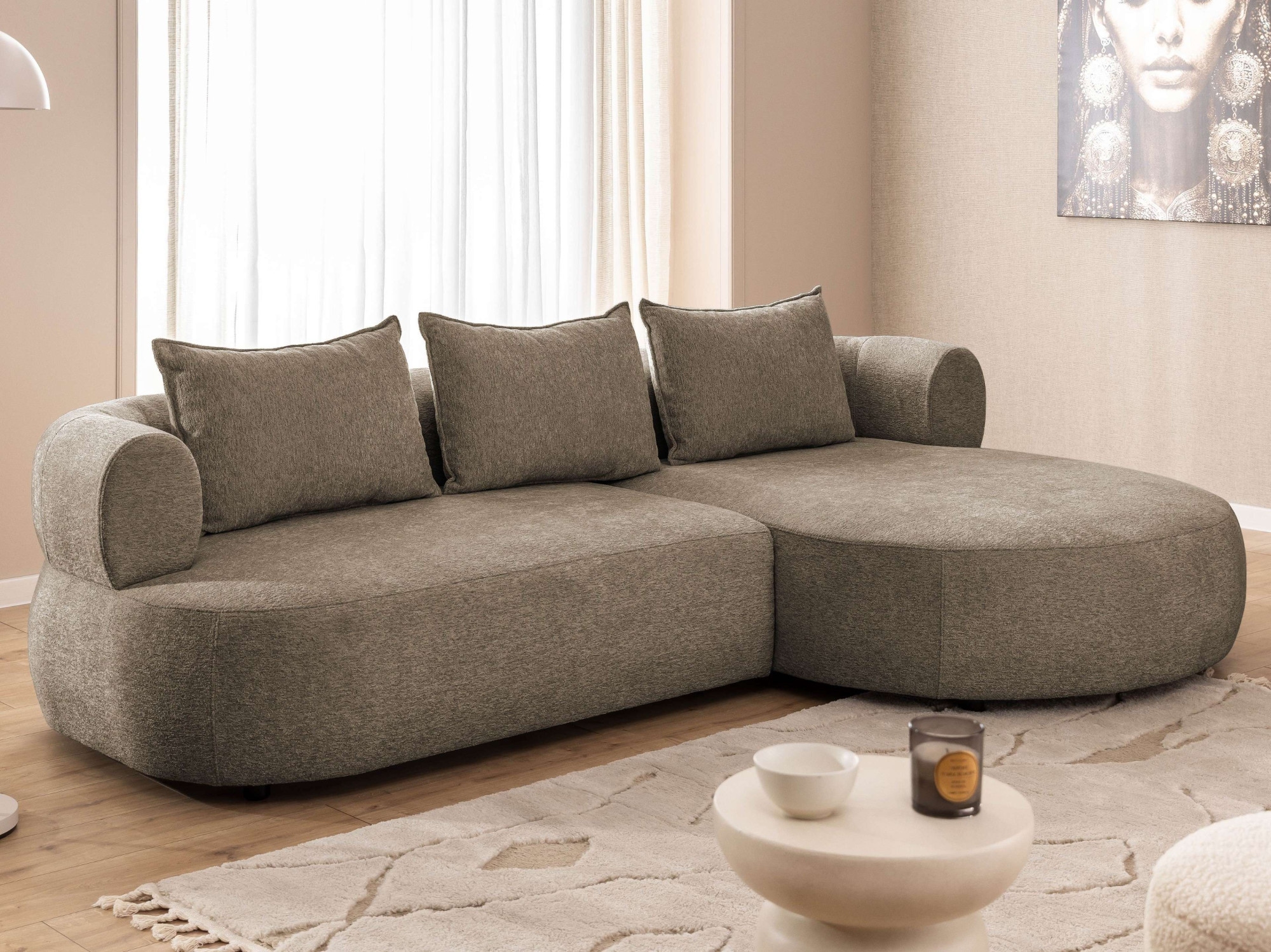 Home affaire Ecksofa »LUSSAC L-Form Design-Sofa mit Zierkissen, Masse B/T/H: 257/159/78 cm« hoher Sitzkomfort und modernes Design, Sofa ohne Bettfunktion