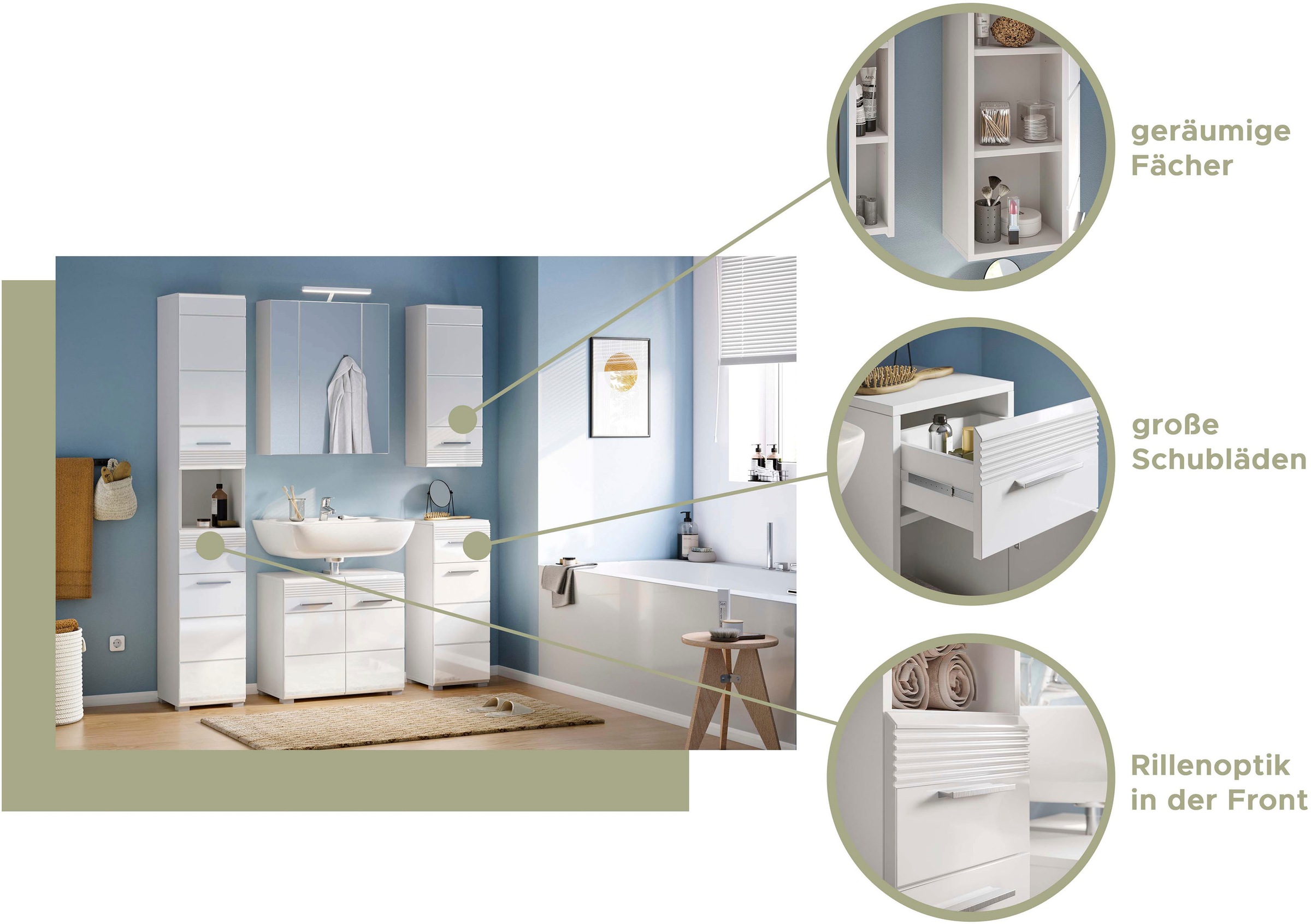 Home affaire Ensemble de meubles de salle de bain »Malmö, 5 teilig, bestehend aus:« Set, 5 cuis tlg.