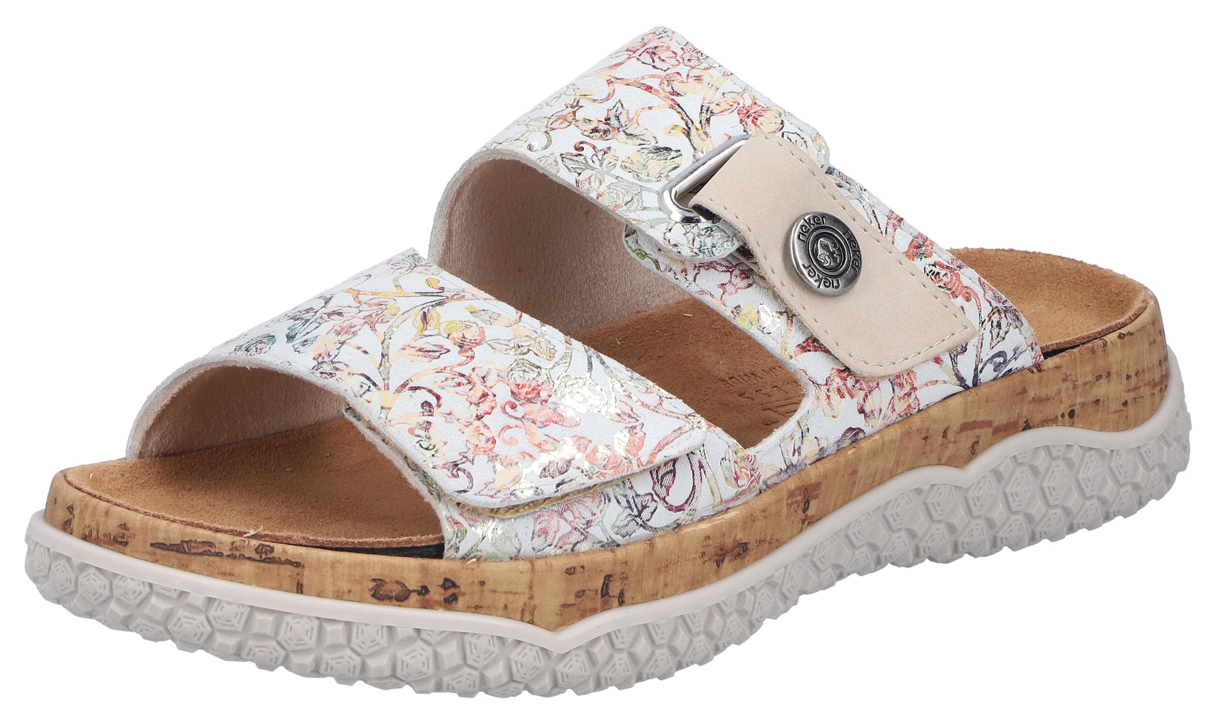 Rieker Pantolette  Sommerschuh, Schlupfschuh, Hausschuh mit Klettriemchen