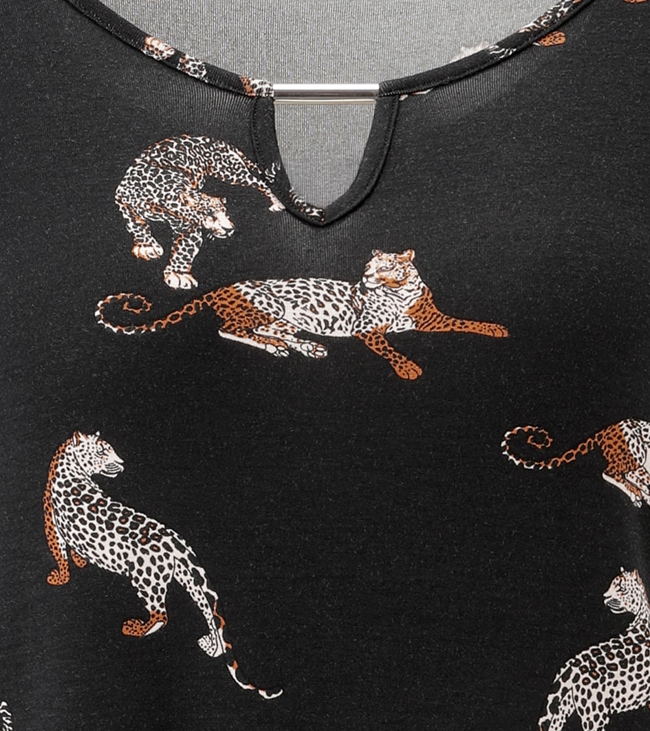 Aniston SELECTED T-shirt à manches longues mit Cut-out und trendigen Leoparden allover - NEUE KOLLEKTION