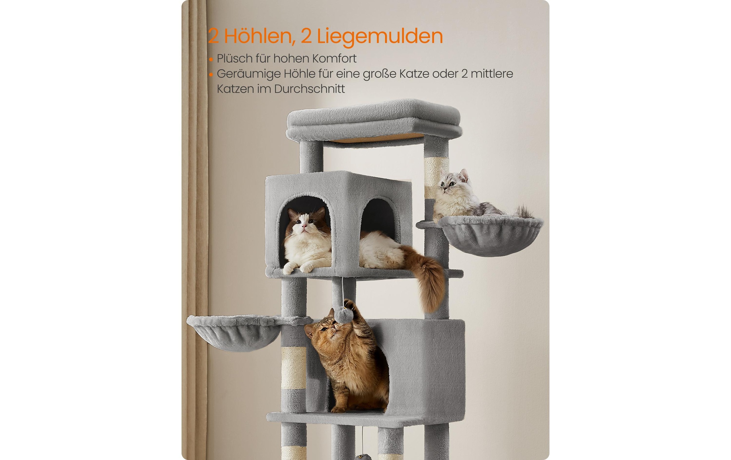 FEANDREA Kratzbaum »für Wohnungskatzen 178 cm« 175 cm hoch