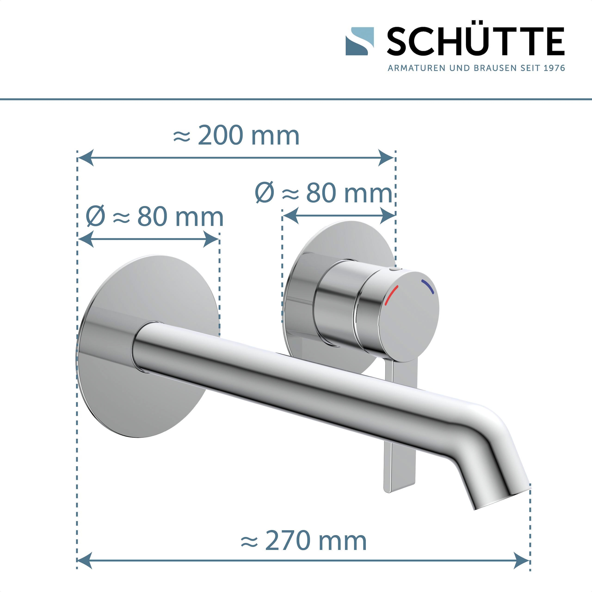 Schütte Robinet de lavabo »LOS ANGELES« Robinet de salle de bain, montage mural, mitigeur monocommande