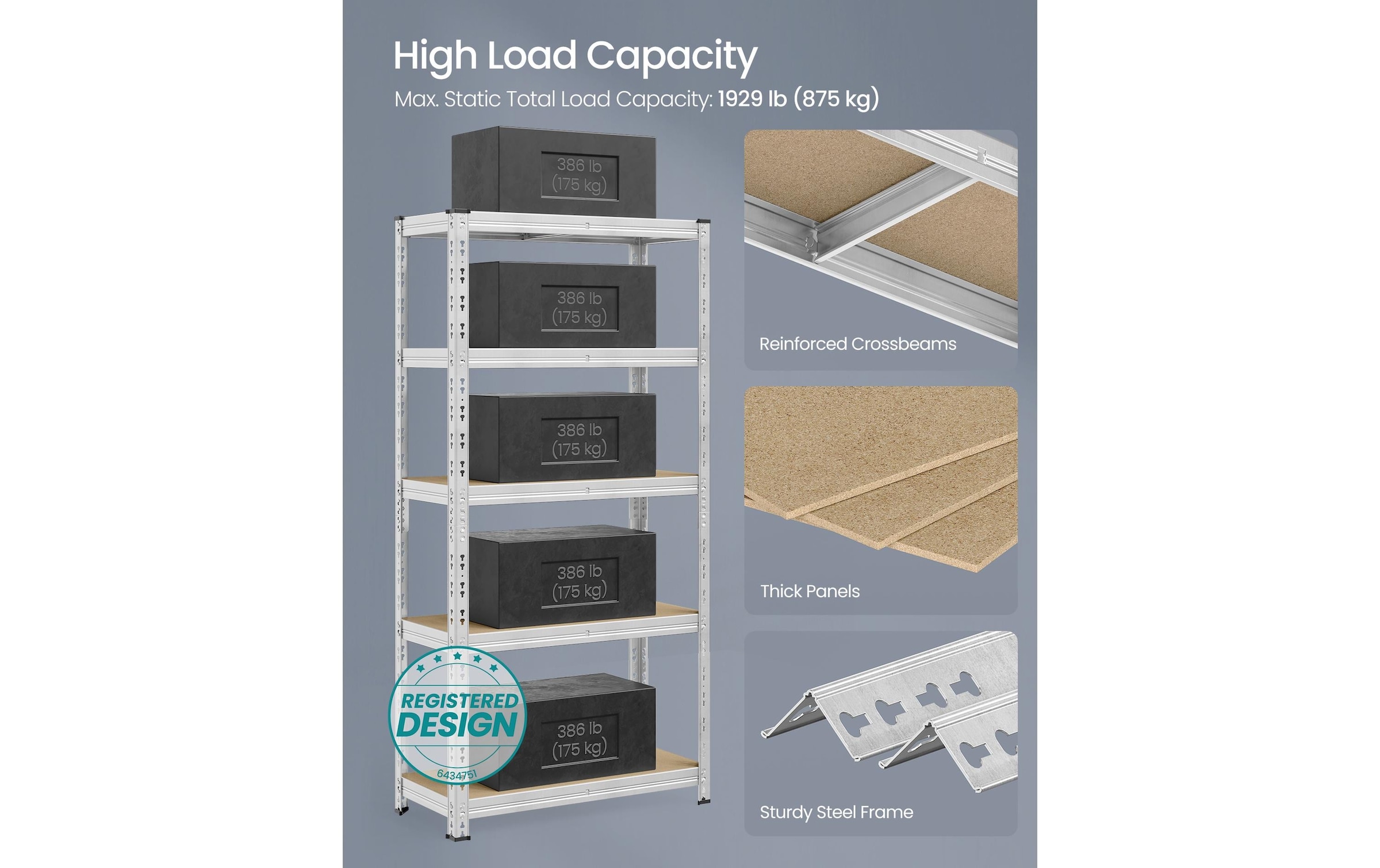 SONGMICS Schwerlastregal »Heavy-Duty Storage Shelves« Schwerlastregal-Set mit verstellbaren Böden und hoher Tragkraft