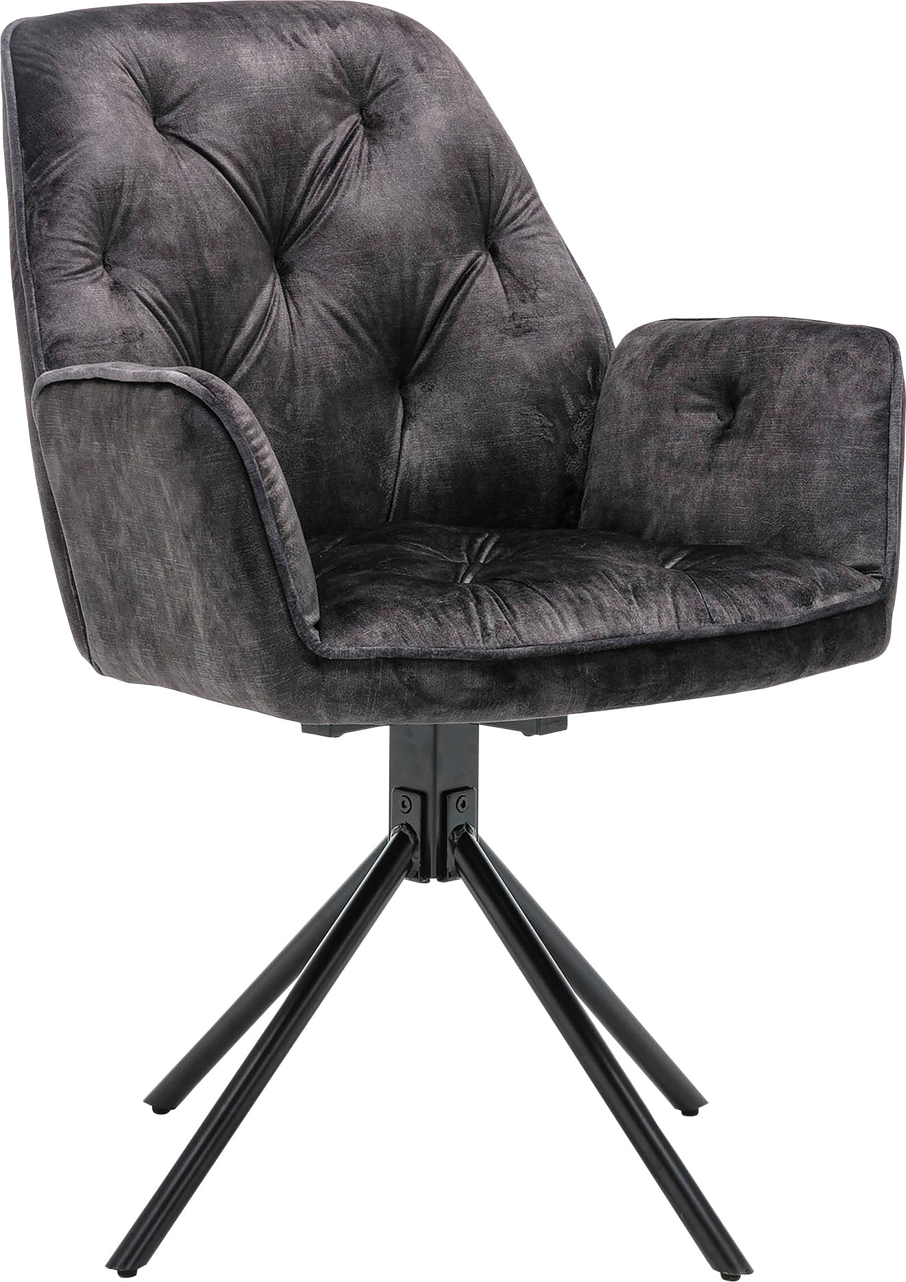 byLIVING Esszimmerstuhl »Sarina« (Set) 2er-Set, hochwertiger Vintage-Samt Bezug mit Steppung, 360Grad drehbar