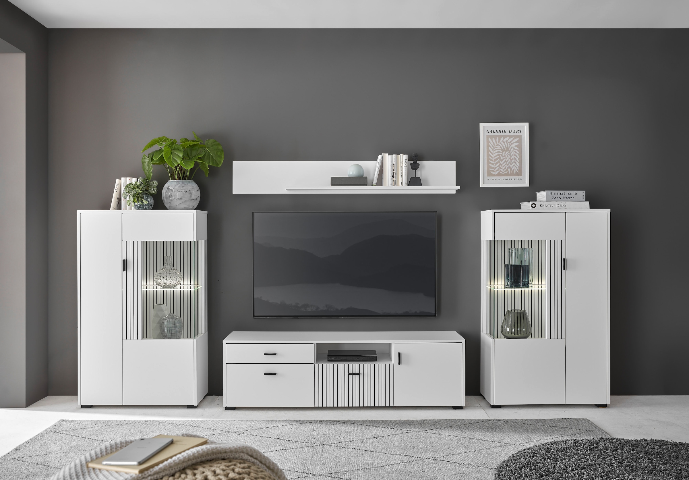 INOSIGN Meuble mural »Hudson, moderne Anbauwand, Wohnzimmer-Set, Komplettset« Set, 4 cuis tlg.