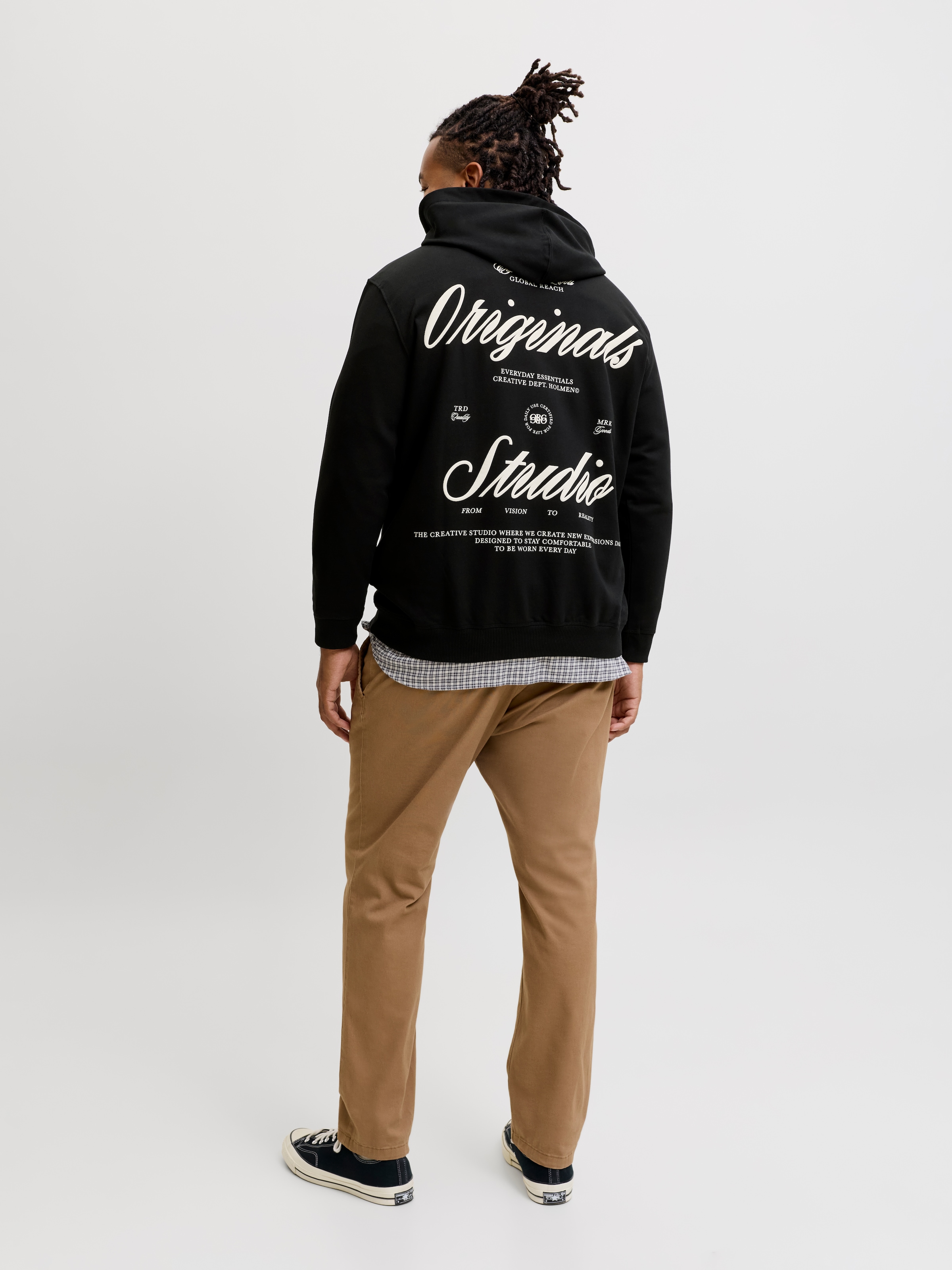 Jack & Jones PlusSize Sweat à capuche »JORNORREBRO TYPO BACK SWEAT HOOD PLS«, mélange coton, coupe régulière
