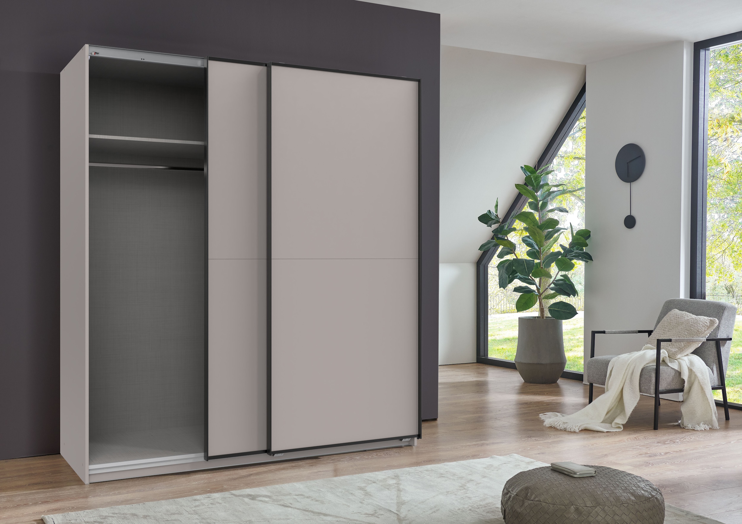 Wimex Schwebetürenschrank »Neu-Ulm in der Breite 180cm, in verschiedenen Farben erhältlich« Mit schwarzen Griffleisten