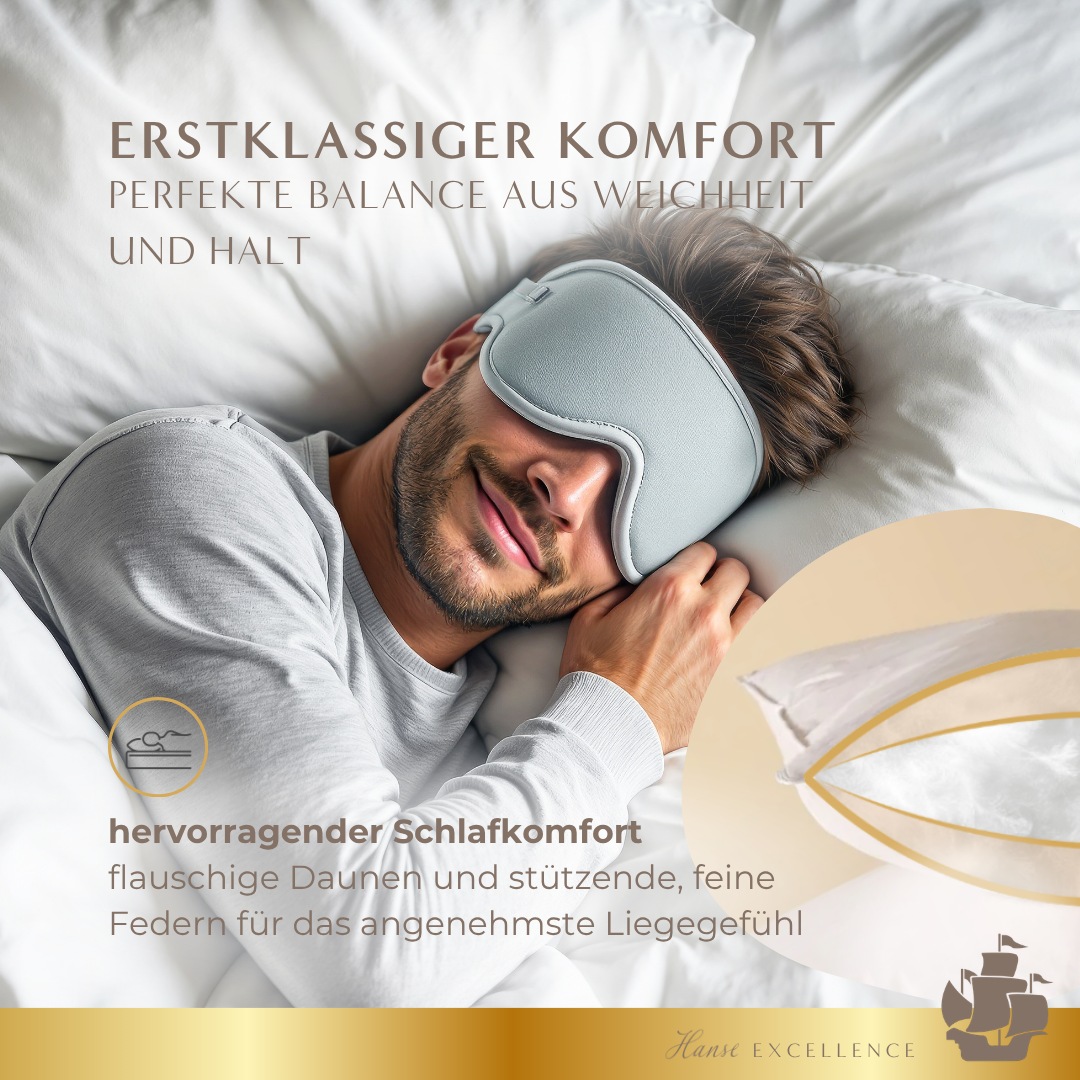 Hanse mit Kogge Oreiller à 3 compartiments »Hanse Excellence Gänsedaunenkopfkissen, Luxusqualität, Made in Germany« Füllung: Aussenkammern: 100% Gänsedaunen; Innenkammer: 100% Gänsefedern 1 cuis tlg.