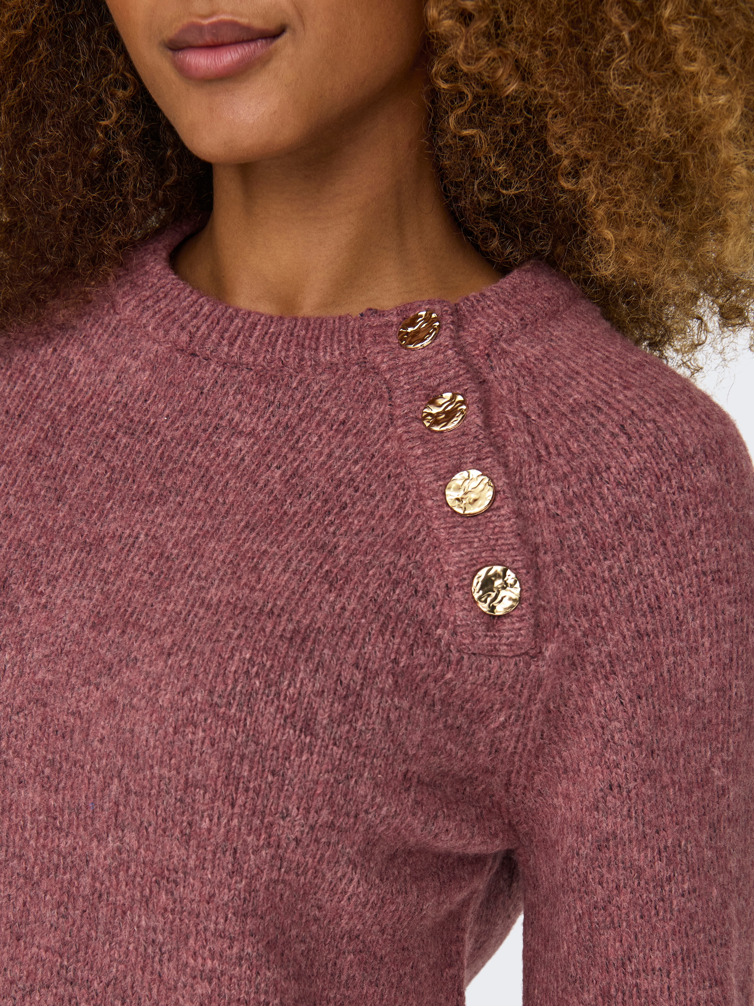 ONLY Pull à col rond »ONLEMMA LS BUTTON ONECK EX KNT« Kunstfaser, regular fit