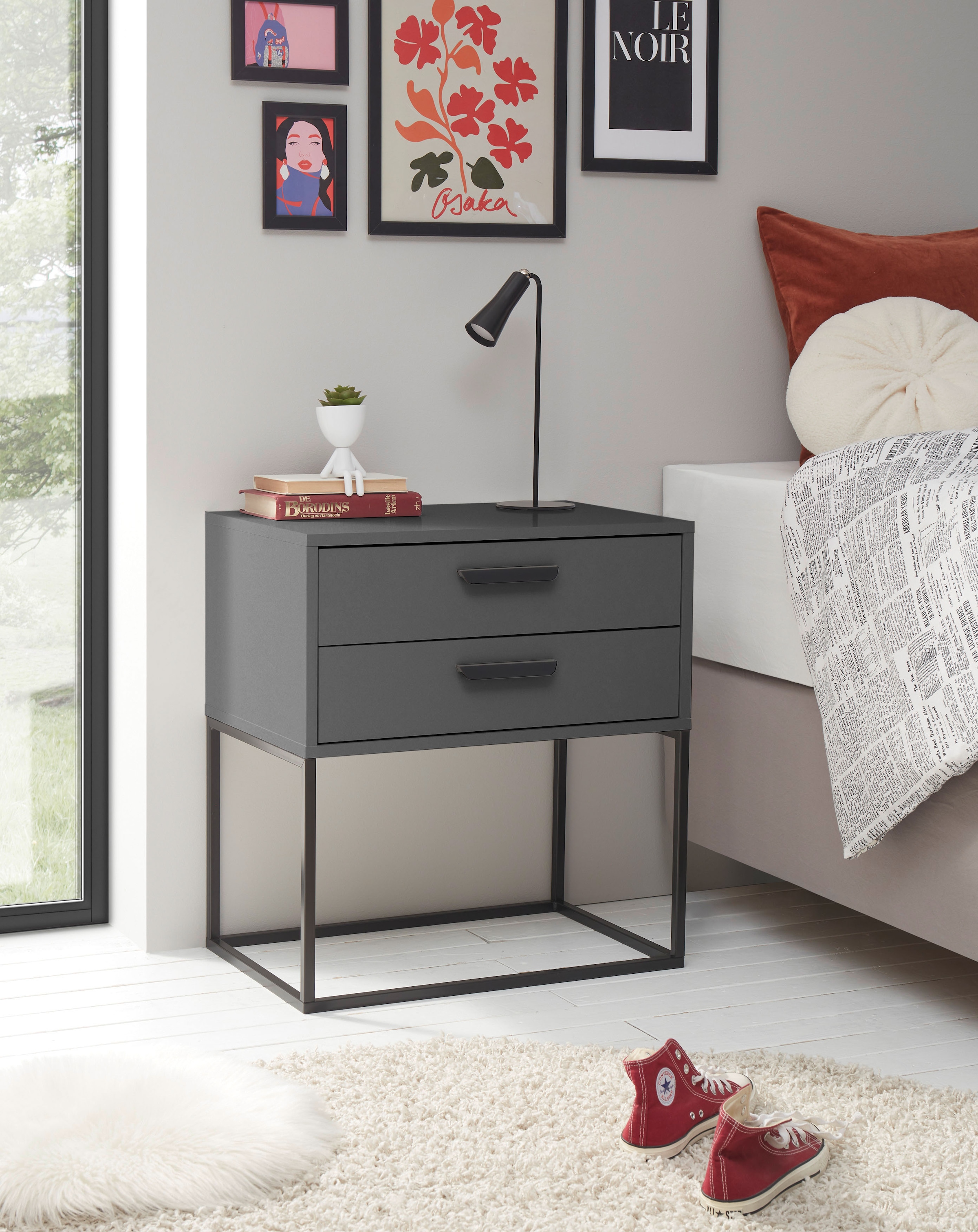 Schlafkontor »Suna Kommode, Nachttisch, Nachtschrank« auf Metallgestell