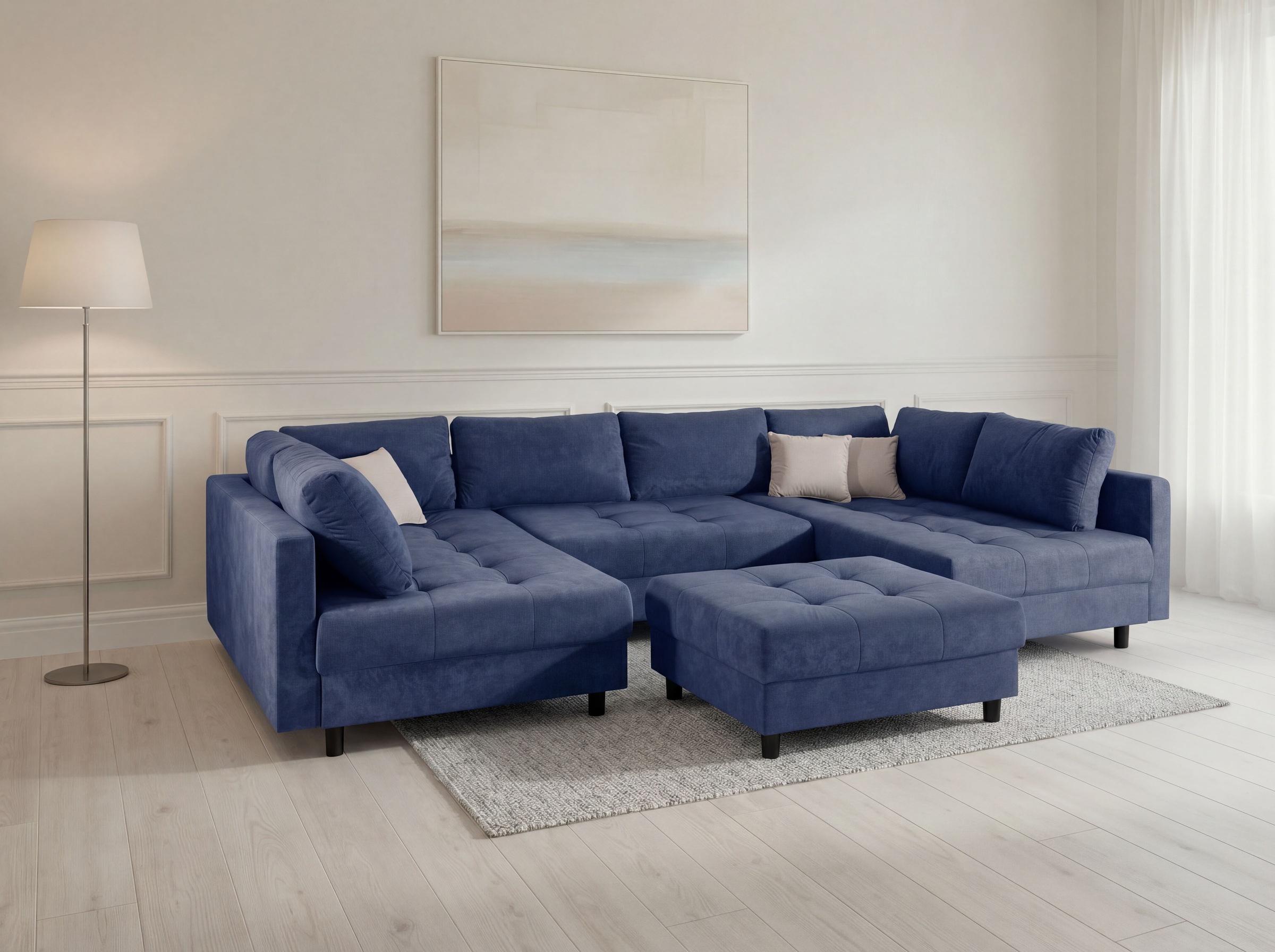 COLLECTION AB Paysage de salon »Antonia U-Form, B: 298 cm« Wohnlandschaft, Rückenkissen, 2 ottomane, Komfortablem Bonnelfederkern