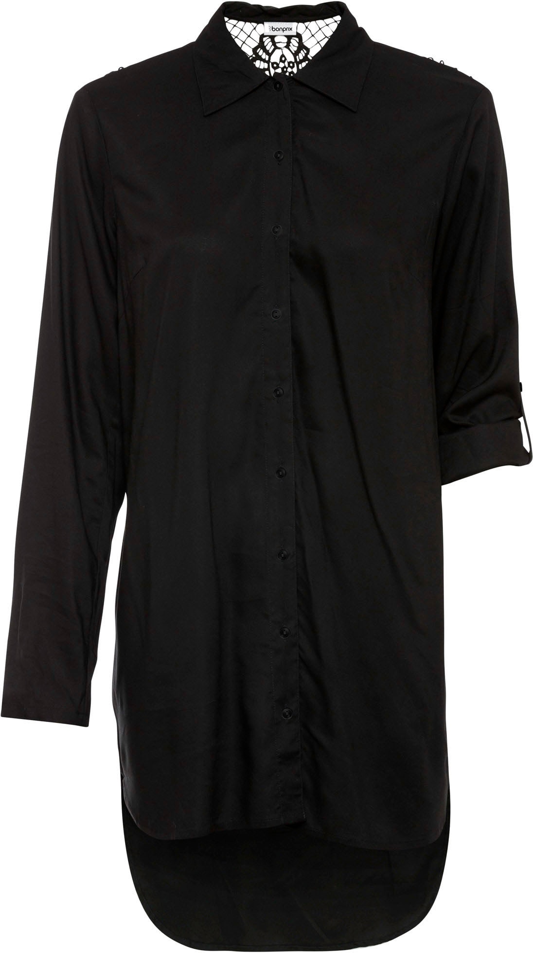 bonprix Blouse à manches longues »Bluse aus Baumwoll-Viskose Mix« bequeme Passform, aus Viskose, mit Spitze aus Baumwolle, Langarm