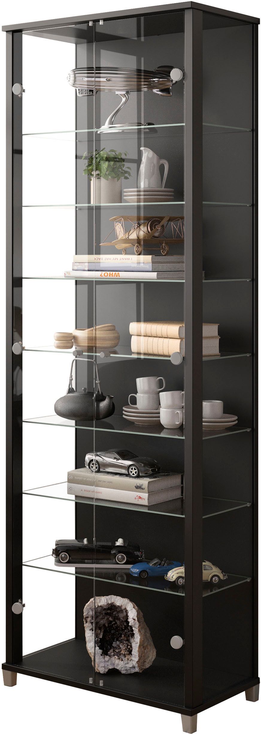 fif möbel Vitrines »Optima« Standvitrine, 2 Glastüren, 7 Böden, vielseitig, perfekt für Sammler