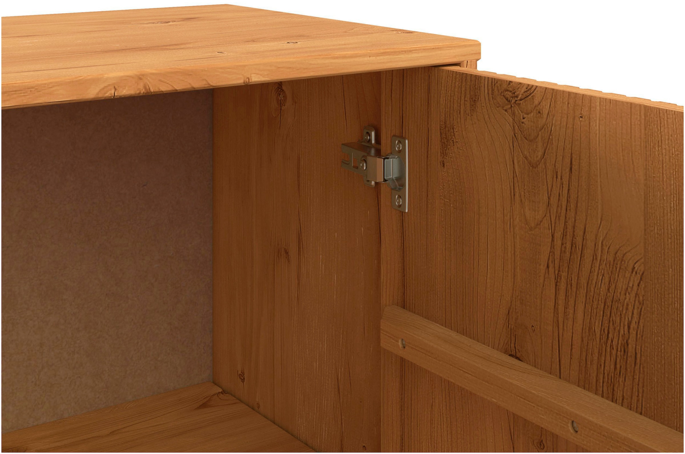 GOODproduct Buffet haut »Malmedy Front mit gefrästen Rillen« commode armoire moyenne en pin massif, push-to-open, L 100 cm