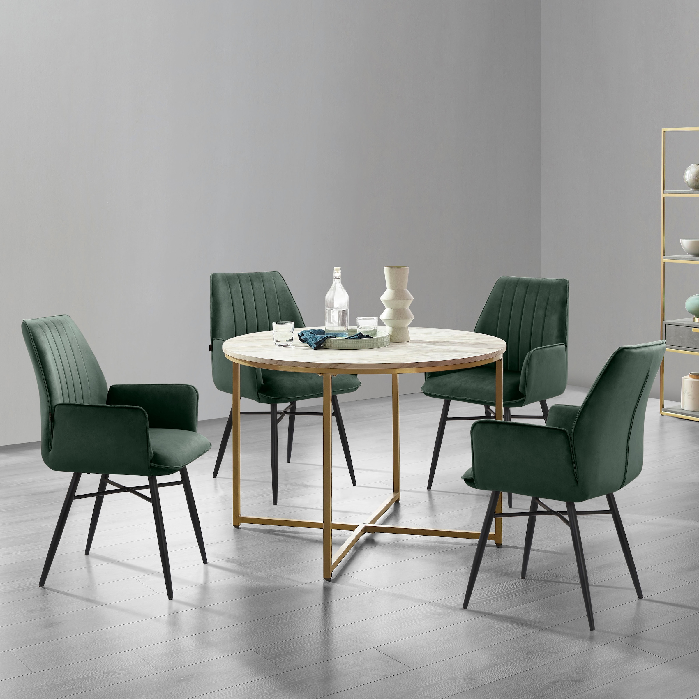 Leonique Chaise de salle à manger »Hrodwyn« () 2 cuisSitz gepolstert, mit horizontale Nähten am Rücken, Sitzhöhe 52 cm