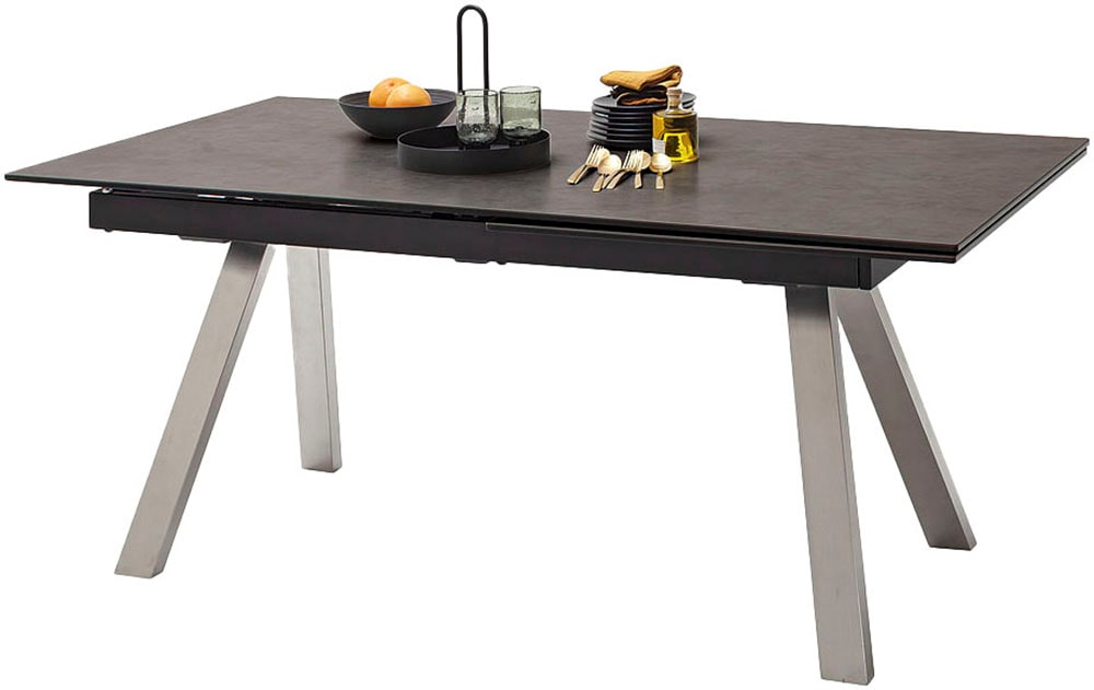MCA furniture Table de salle à manger »TOBAGO Auszugtisch 180-260 cm« Einzelstück,  Keramik,Edelstahl,Stirnauszug,ausziehbar,Tischplatte 13 mm