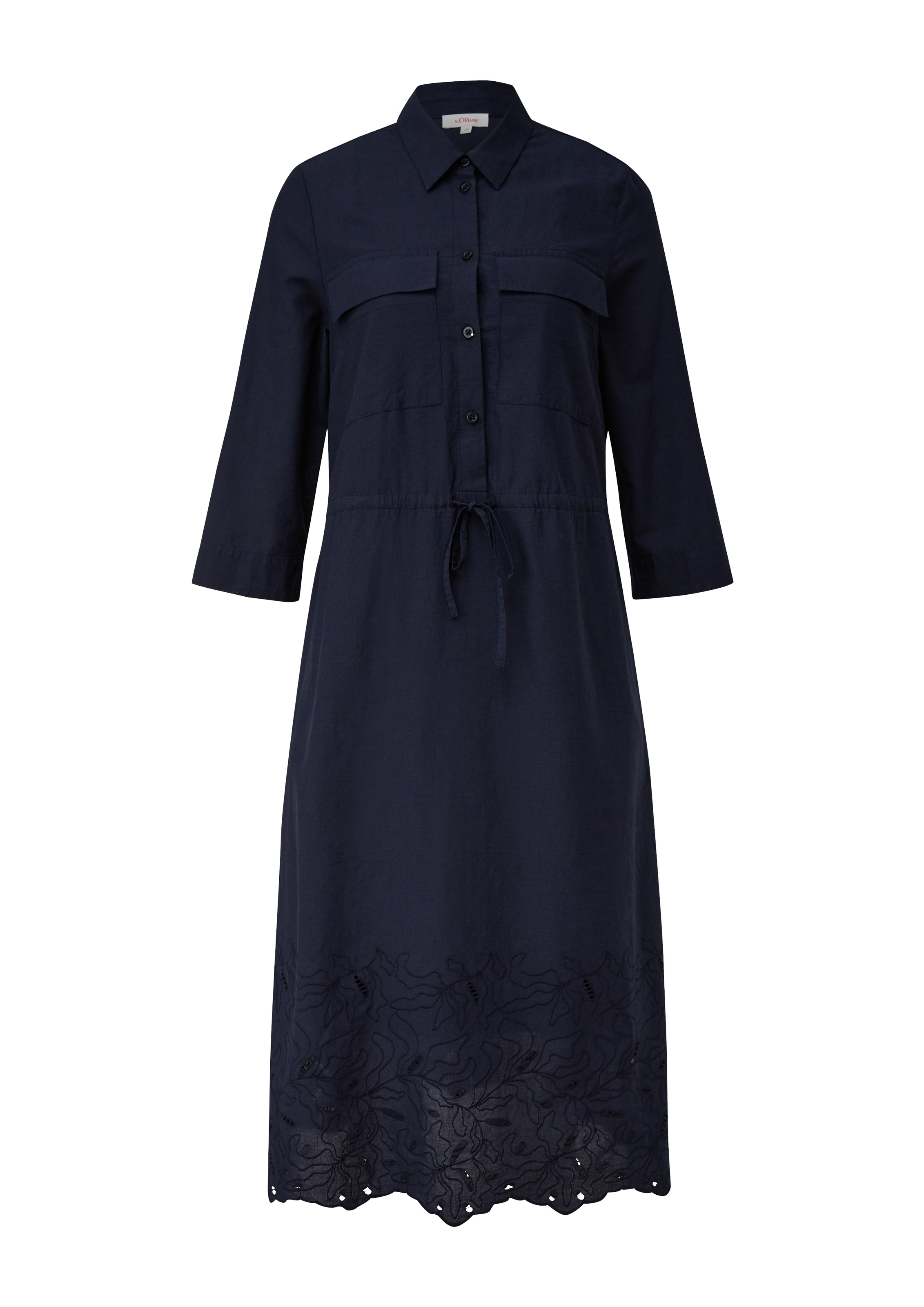 s.Oliver Hemdblusenkleid Sommerkleid mit Broderie Anglaise