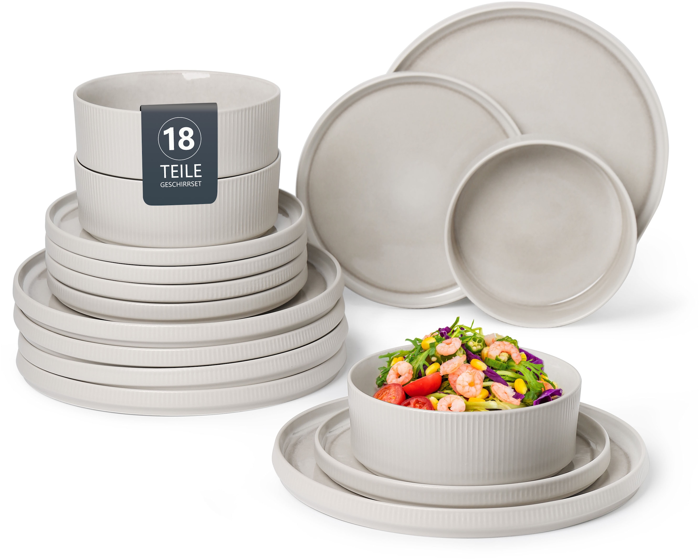 GOODproduct Geschirr-Set »Ylvii, aussen matt, innen reaktiv glasiert« spülmaschinenfest und mikrowellengeeignet