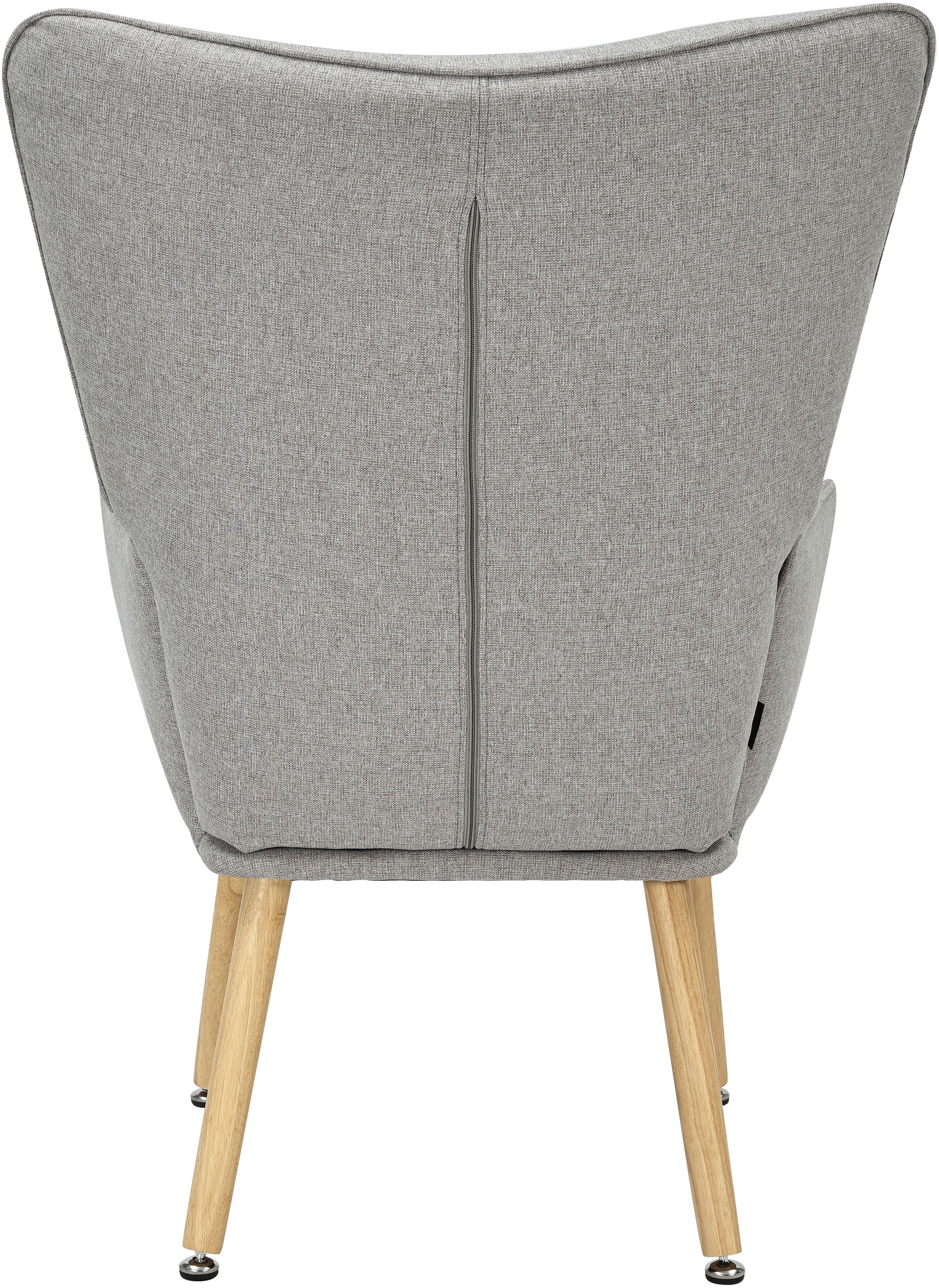 GOODproduct Ohrensessel »PERHAM, Sessel mit Hocker im Set, Knopfheftung, Massivholz-Füsse,« komfortabler Relaxsessel und Sitz-Hocker mit Strukturbezug