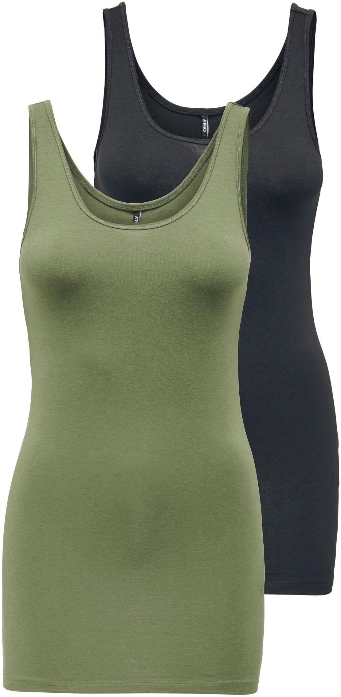 ONLY Débardeur »ONLLIVE – Slim-Fit Tanktops mit Stretch für optimalen Sitz« Paquet, pack de 2, 2 cuis slim fit, décontracté, jersey, mélange de coton, col rond