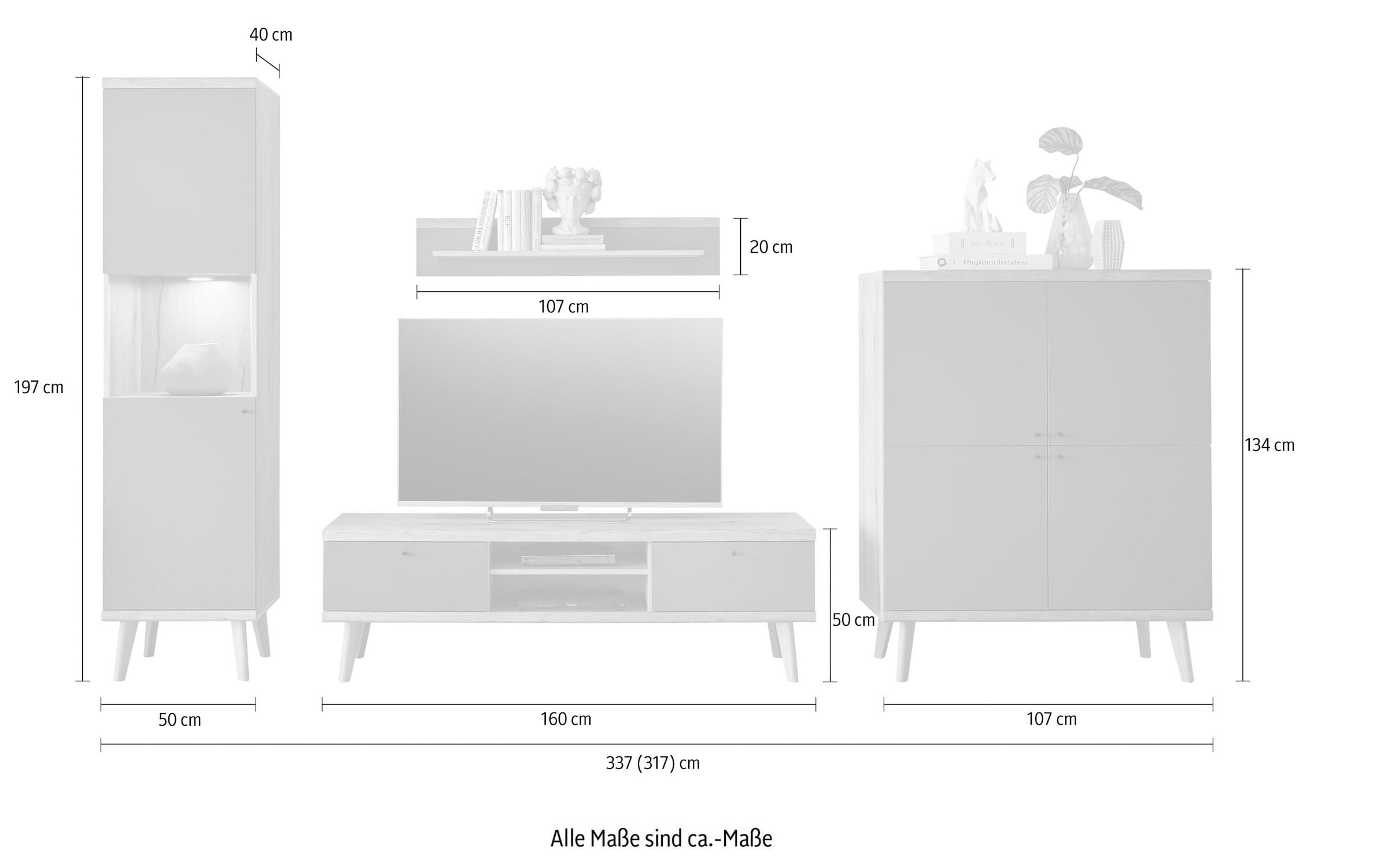 Home affaire Meuble mural »MAVAS« Set, 4 cuis tlg.