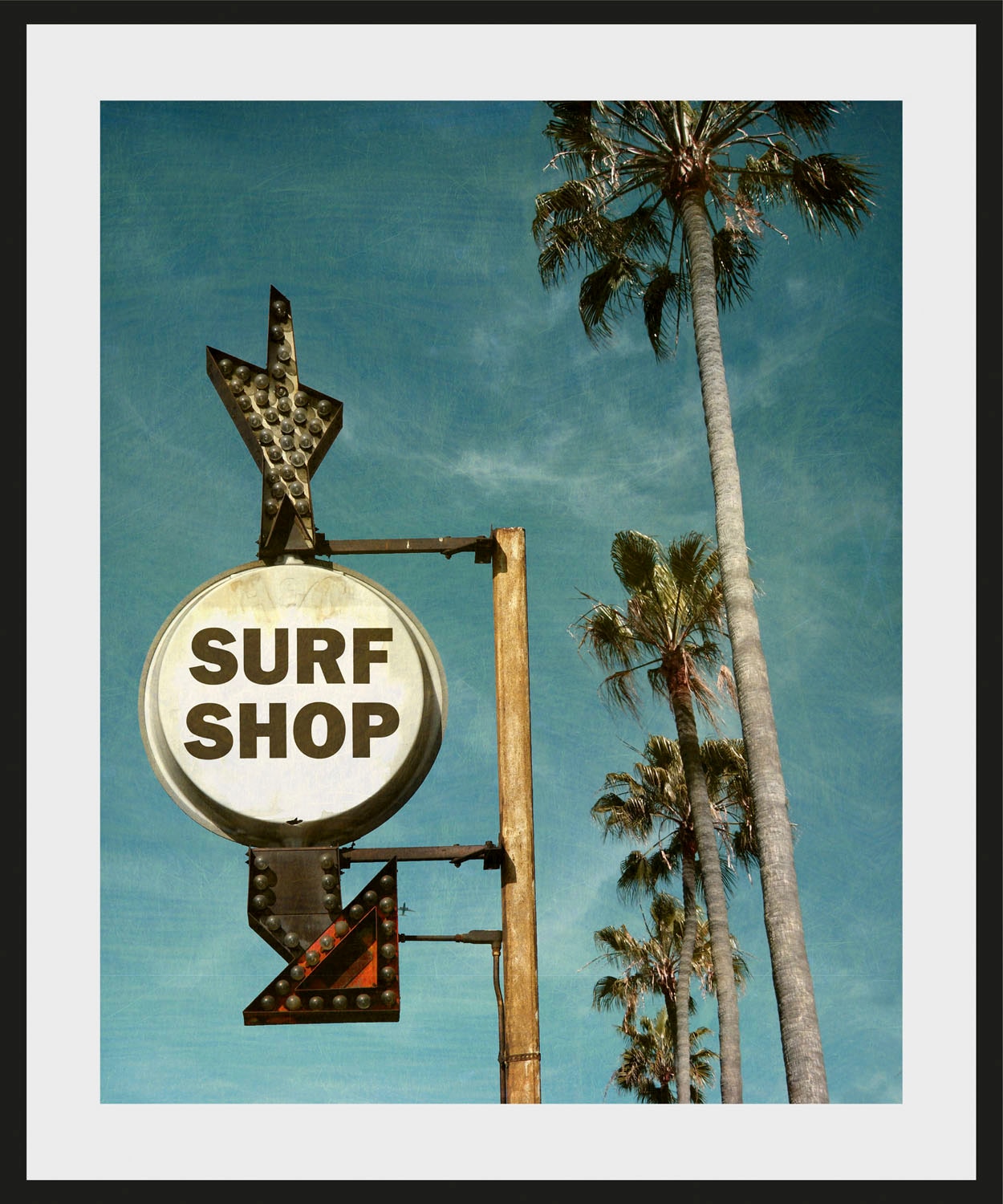 queence Bild »SURF SHOP« Palmen | Schilder | Strand 1 Stk. tlg. HD Premium Poster-Druck inkl. Holzrahmen