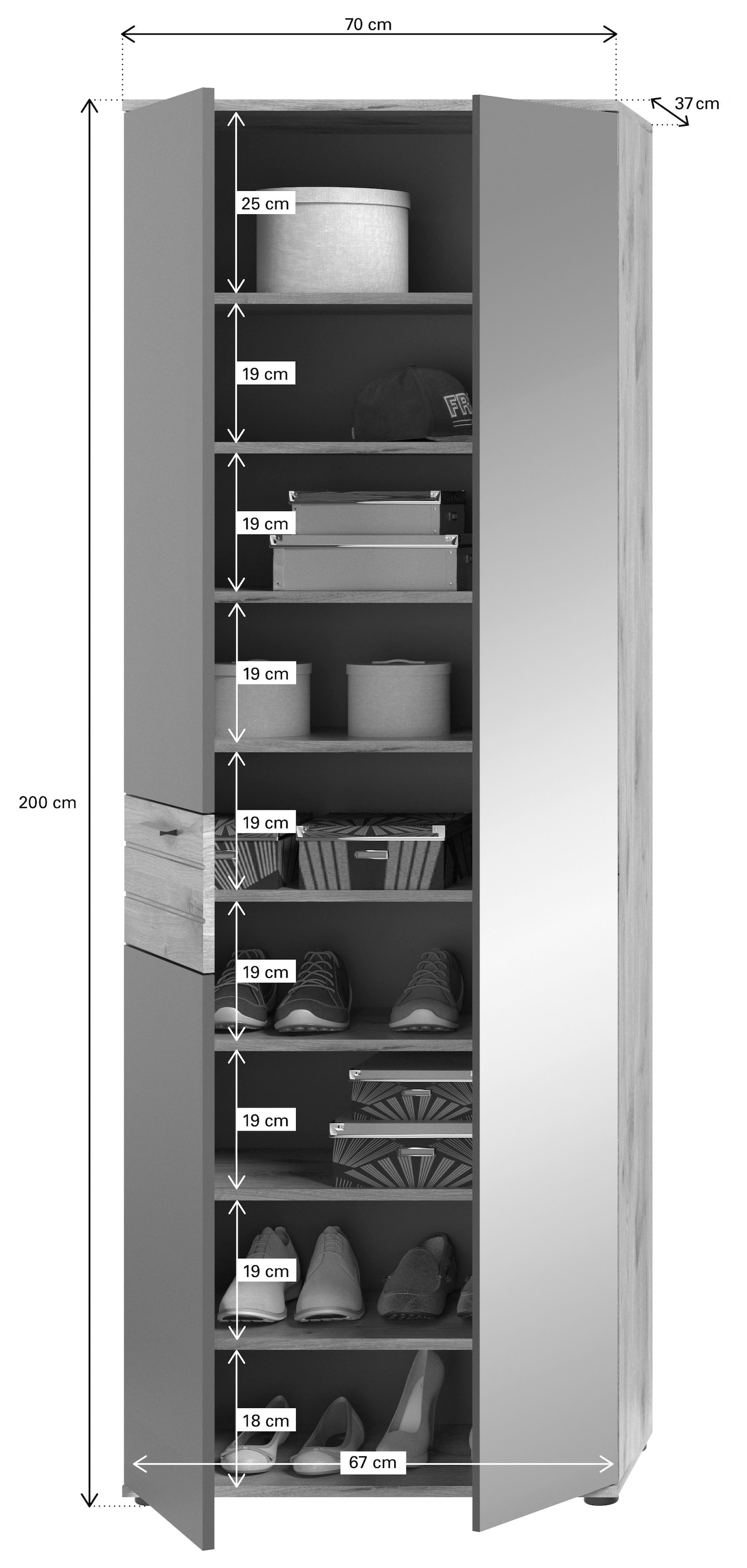 Home affaire Garderoben-Set »Riga, Breite 175 cm, hochwertige Rillenfräsung, 3-teilig, best. aus:« Set, 3 Stk. tlg.
