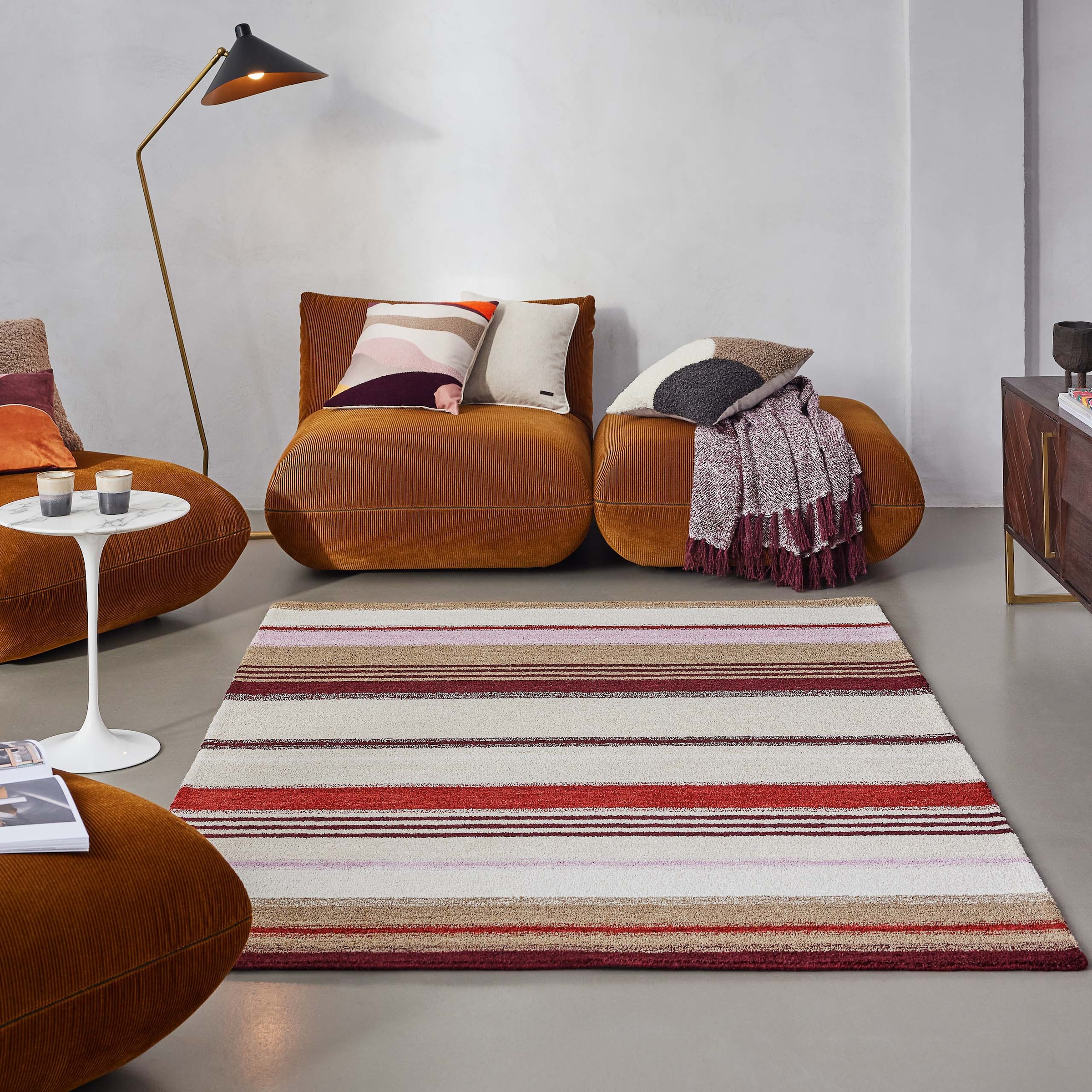 Wecon home Tapis »Petrol« Rectangulaire 7 mm Höhe handgefertigt, pflegeleicht, gestreift, Wohnzimmer, Schlafzimmer