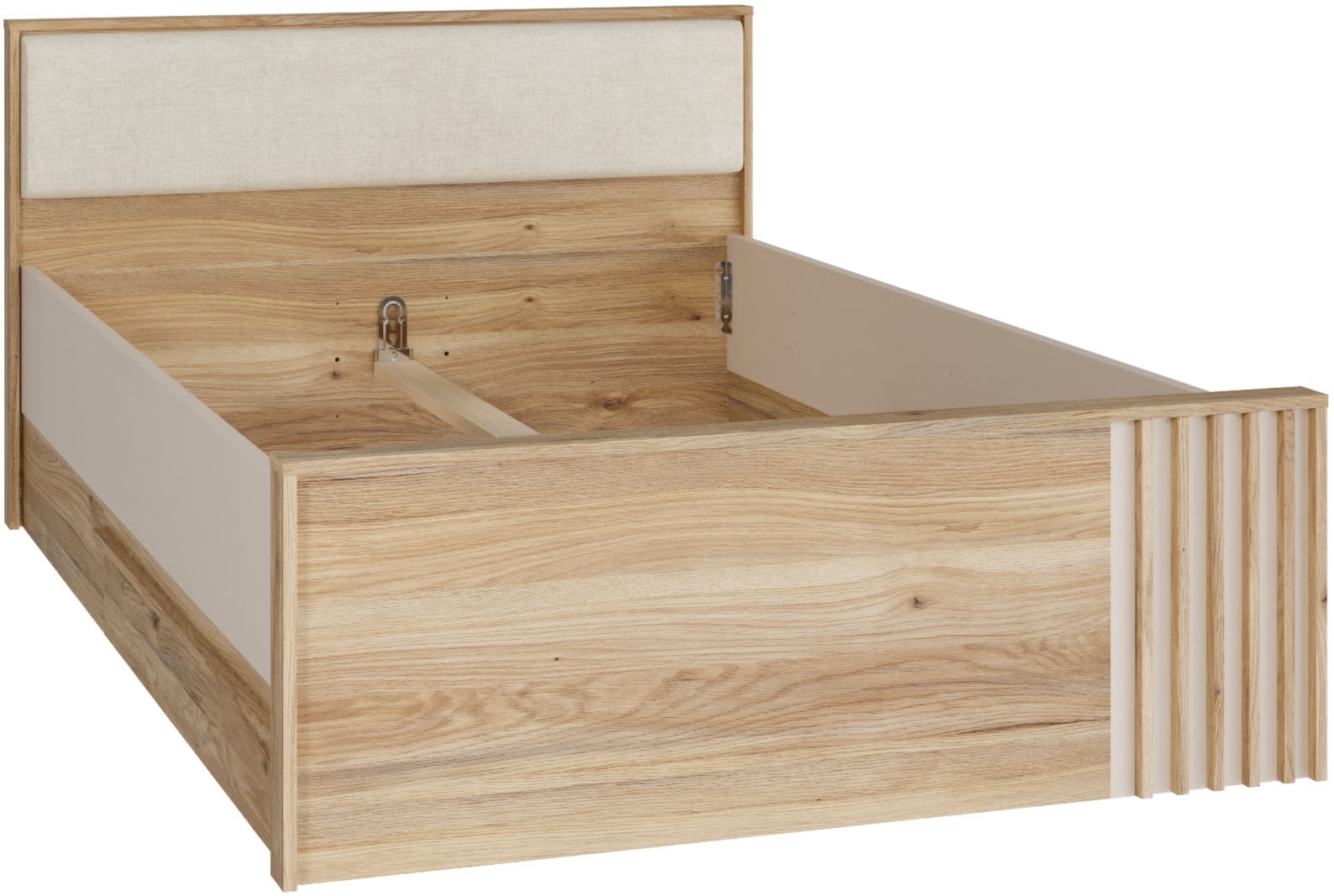 FORTE Lit »Bett mit Stauraum 2 SK, Kopfteil gepolstert« L/H/P 130/84/213 cm, disponible en 2 couleurs
