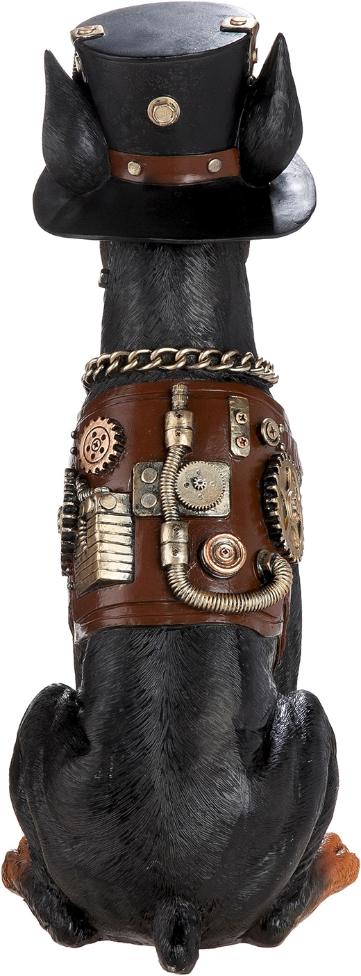 GILDE Skulptur »Figur Dobermann Steampunk Doberman« Dobermann Hundeskulptur Steampunk-Stil Zahnräder Hut Fantasiefigur