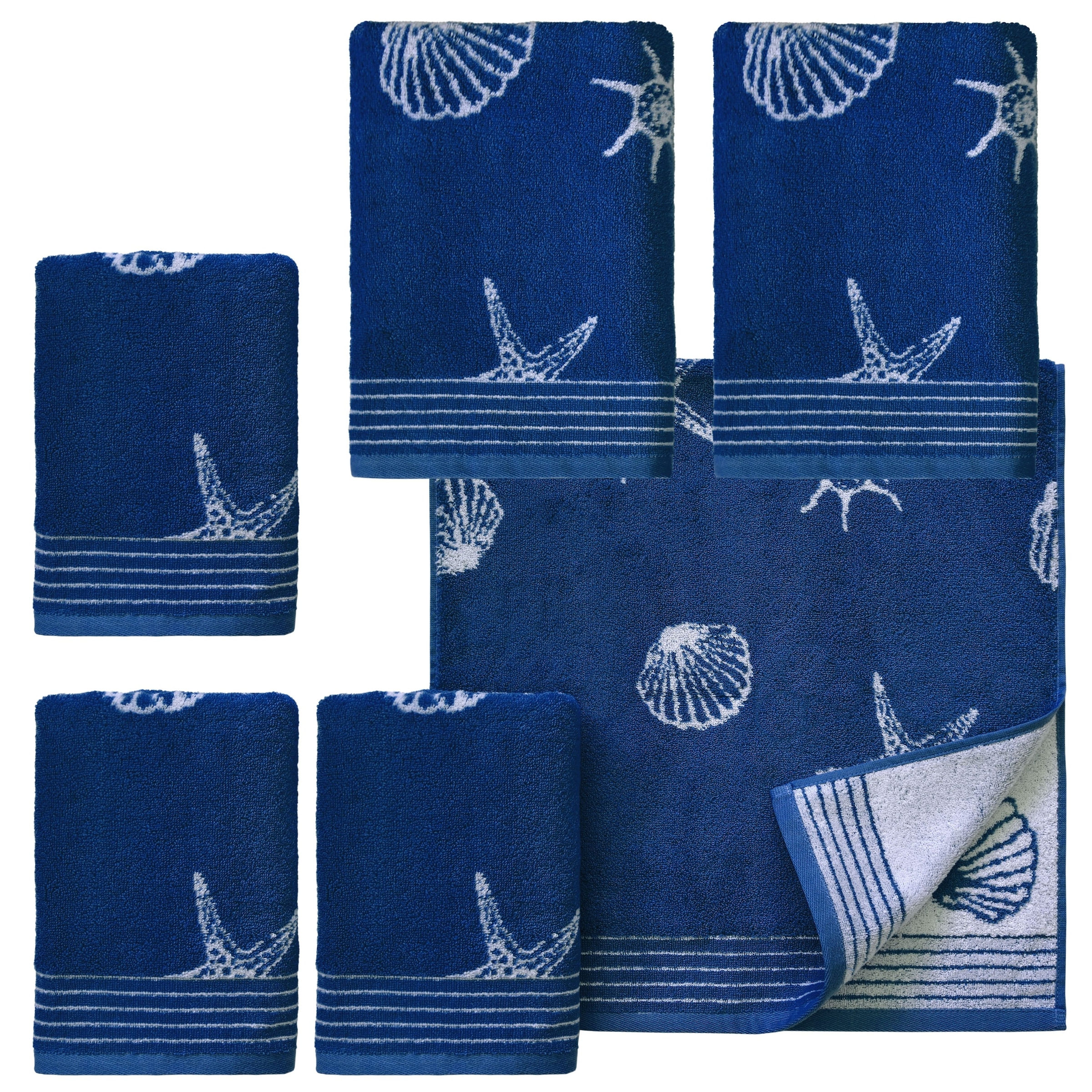 Dyckhoff Handtuch Set »Seashell« Set 6 Stk. Walkfrottee mit Muschelmuster; 4 Handtücher (50x100cm), 2 Duschtücher (70x140cm)
