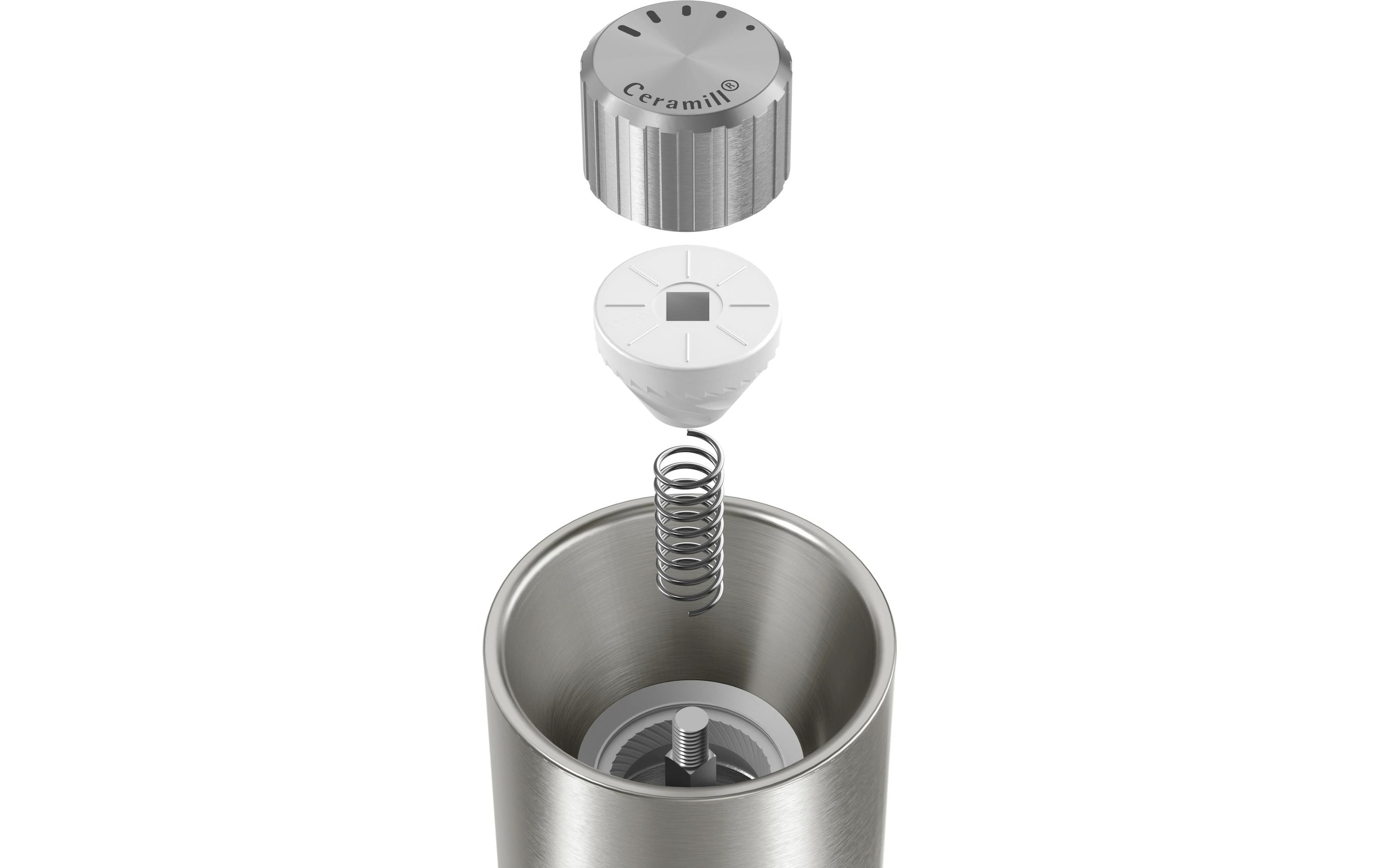 WMF Moulin à épices »Signature Pro, aus Edelstahl« Keramikmahlwerk, einstellbarer Mahlgrad, magnetischer Deckel