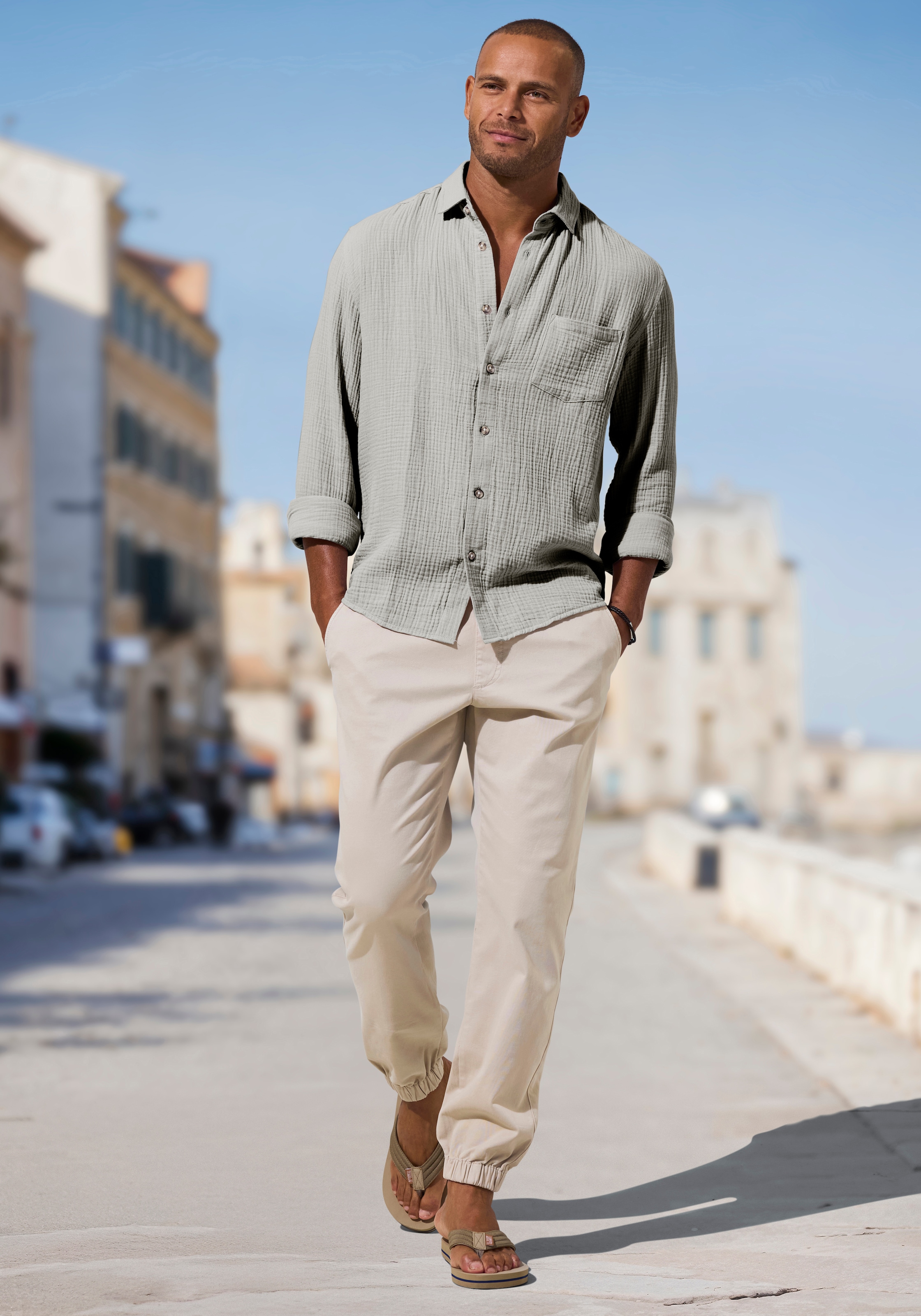Beachtime by Lascana Chemise à manches longues »Regular fit« chemise décontractée à manches longues en mousseline