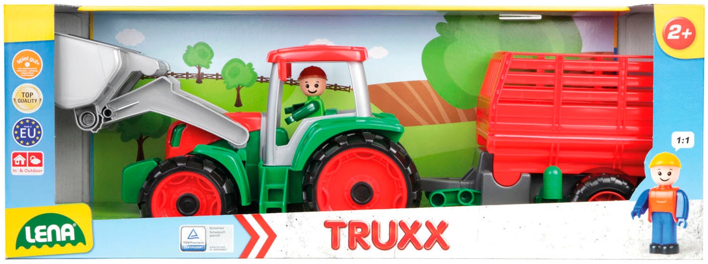 Lena® Tracteur jouet »Truxx Traktor« avec remorque à foin; incl. figurine de jeu; Fabriqué en Europe