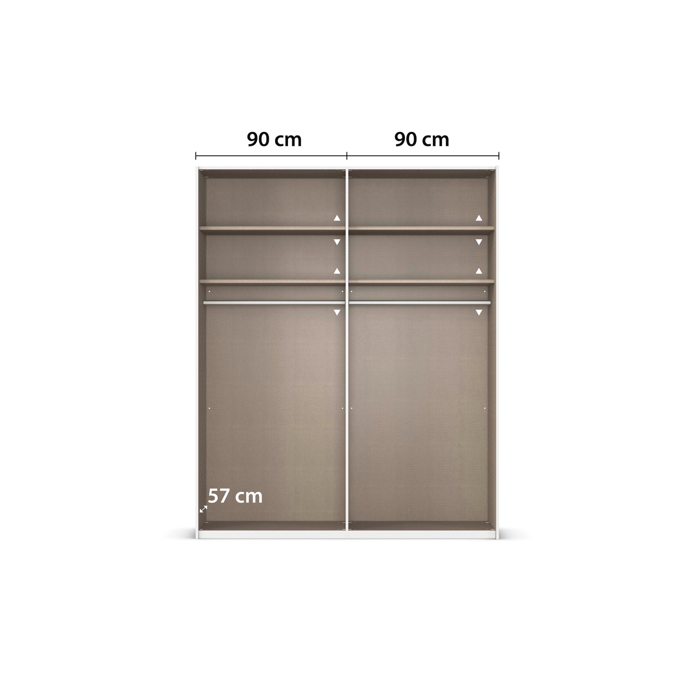 rauch Schwebetürenschrank »Kleiderschrank Schrank Garderobe Schlafzimmerschrank SCALE-LINE« edle Optik mit Bauchbinde in Korpusfarbe Dekorfront MADE IN GERMANY