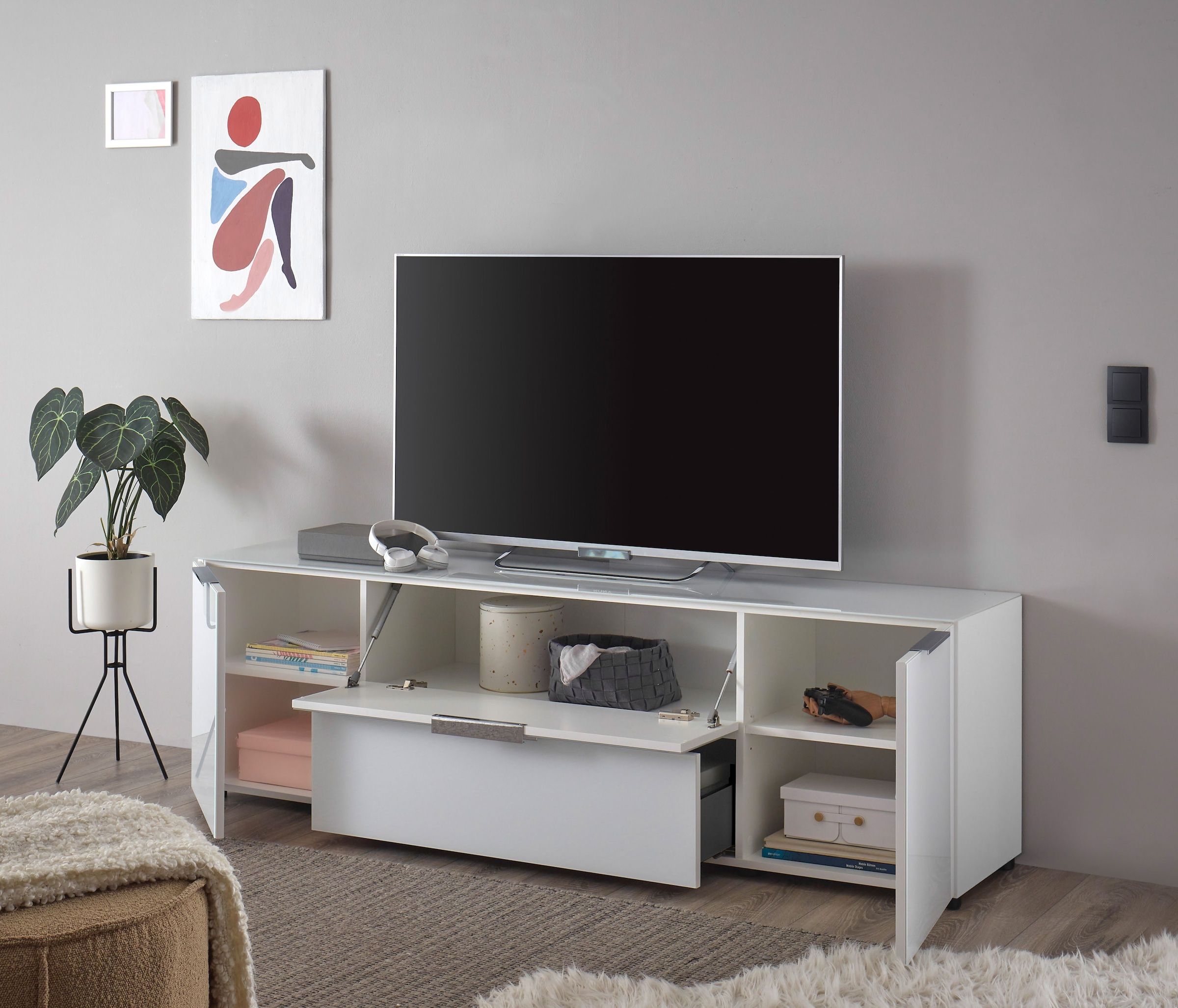 HBZ Lowboard »Santorin, BxHxT 180x99x40 cm« 1 Stk. tlg. Breite 180cm, Softclose für Türen und Schubkästen, Melaminbeschichtung