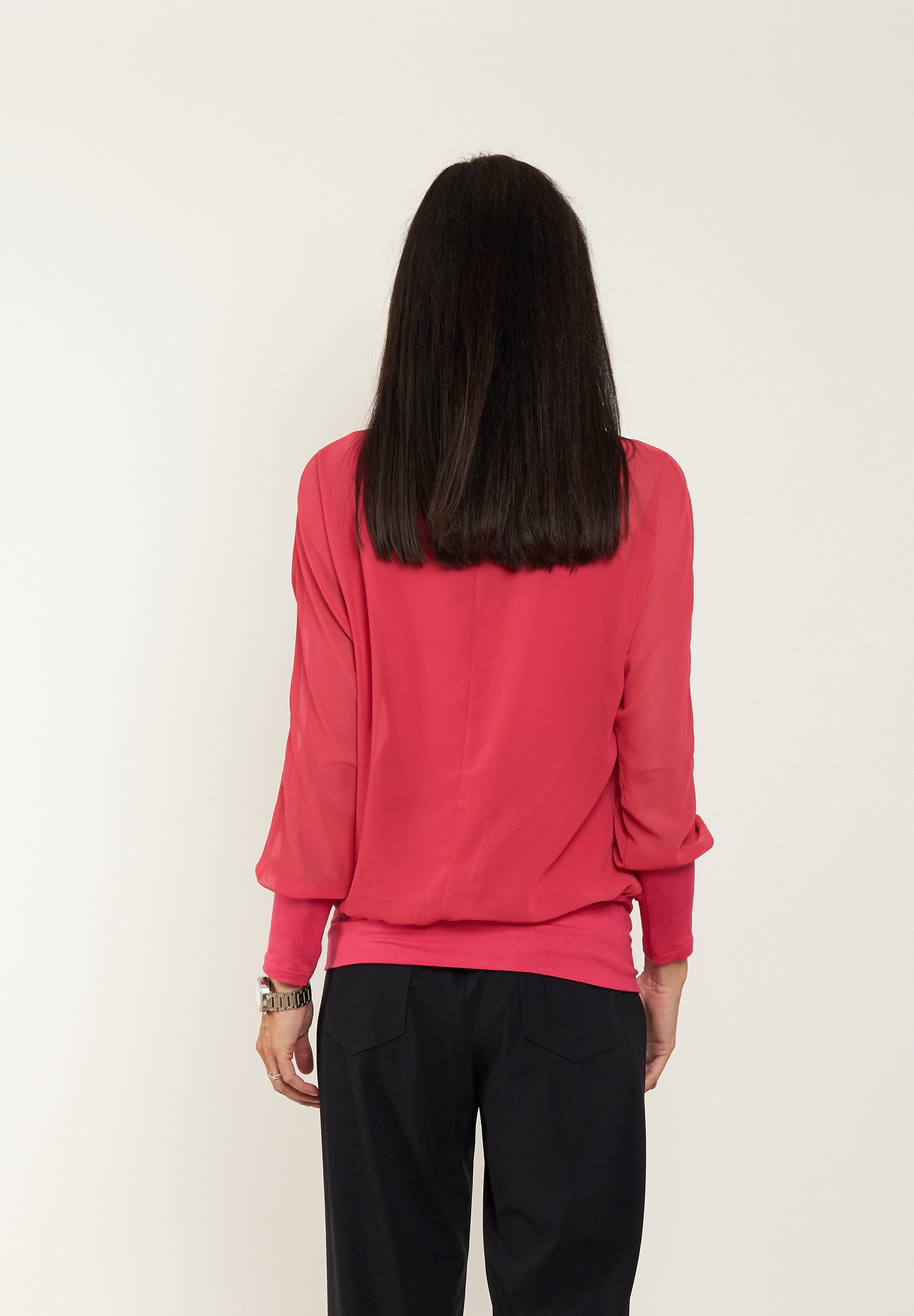 Seidel Moden Langarmbluse mit gerafftem Rundhals, MADE IN GERMANY