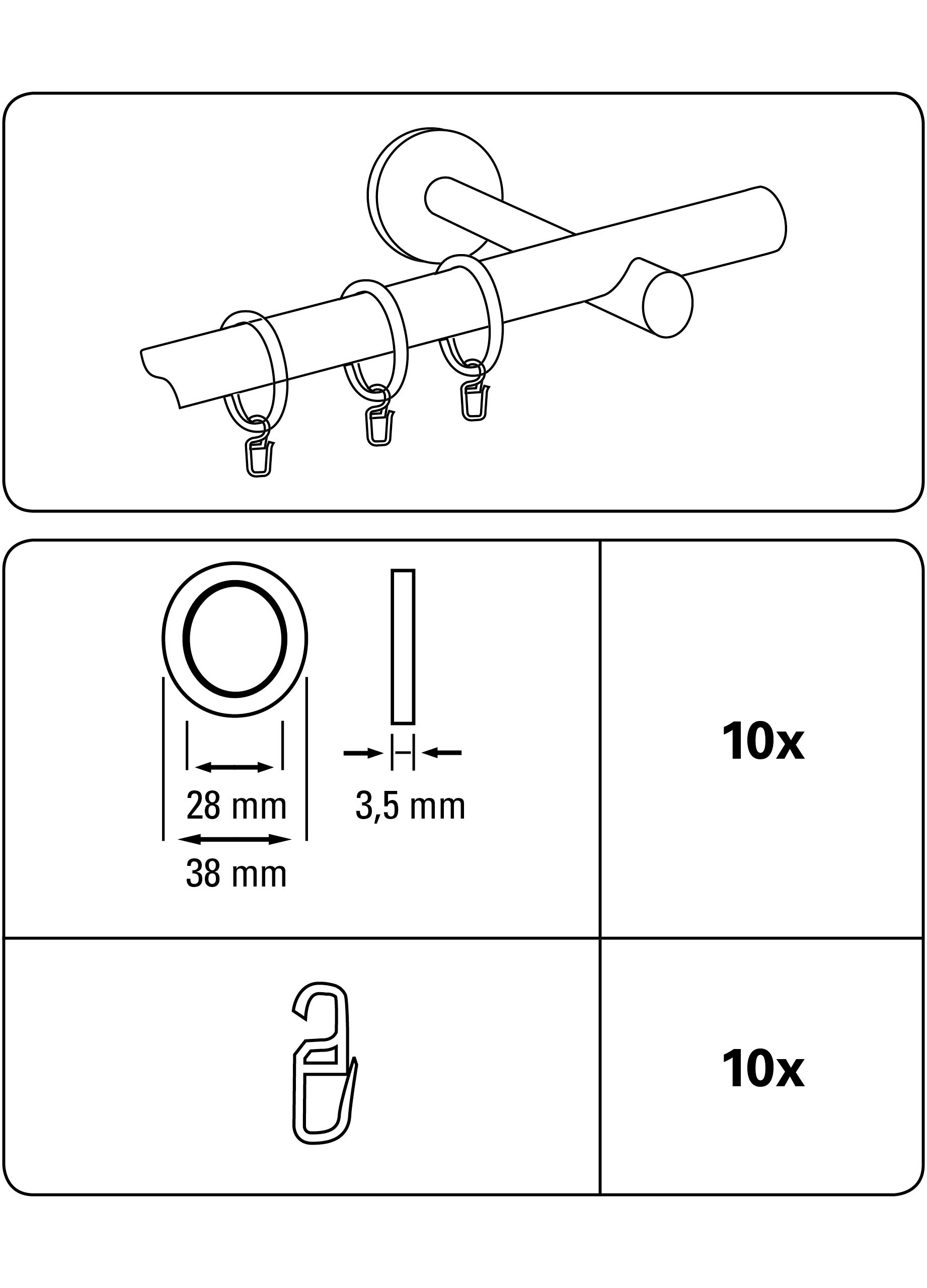 GARDINIA Gardinenring »mit Gleiteinlage« Serie Gardinenstangen Set Sol