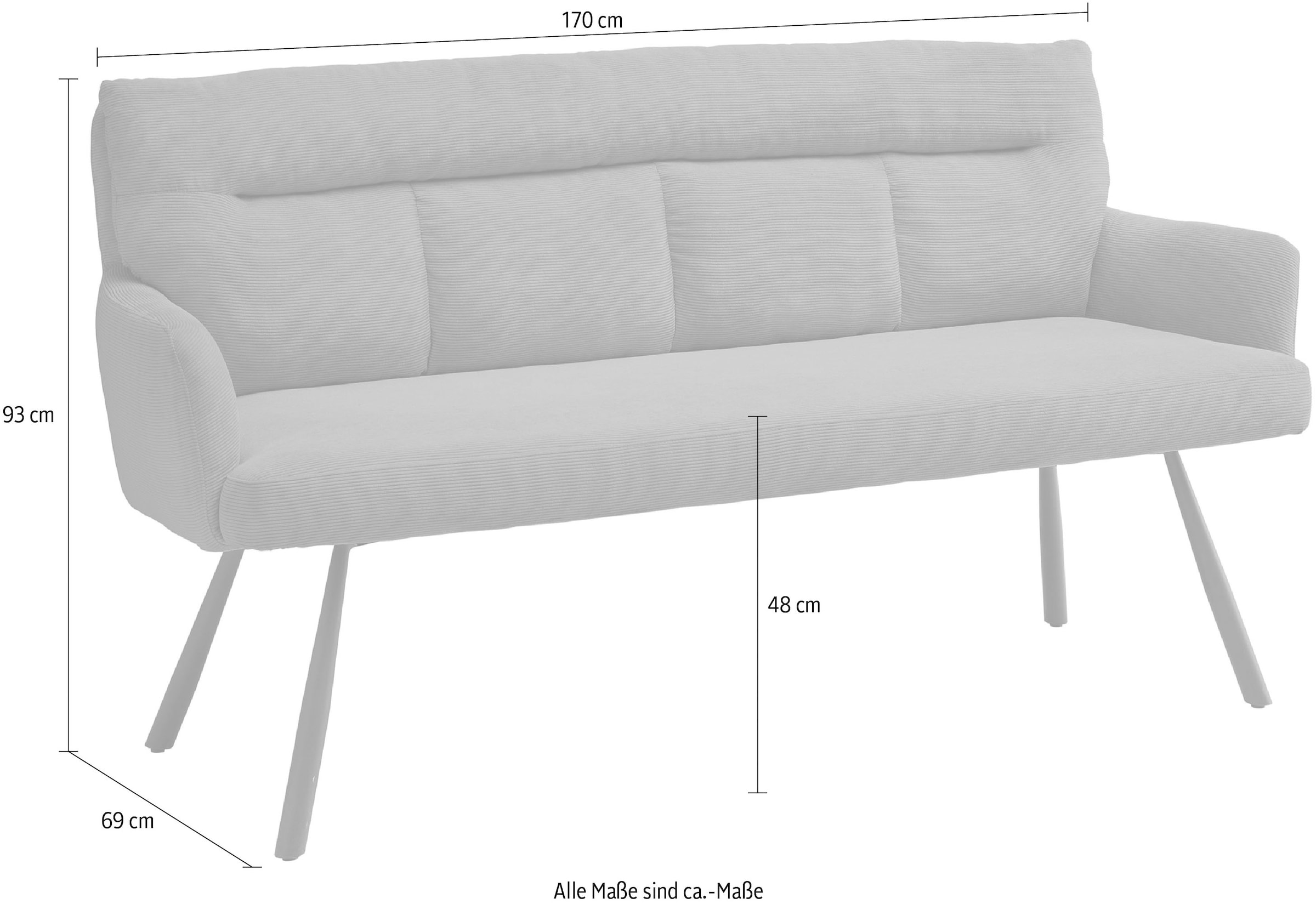 Stolkom Banc rembourré »Sofia Polsterbank B/H/T 180x93x69 cm« 1 cuis tlg. Breite 180cm, Federkern im Sitz