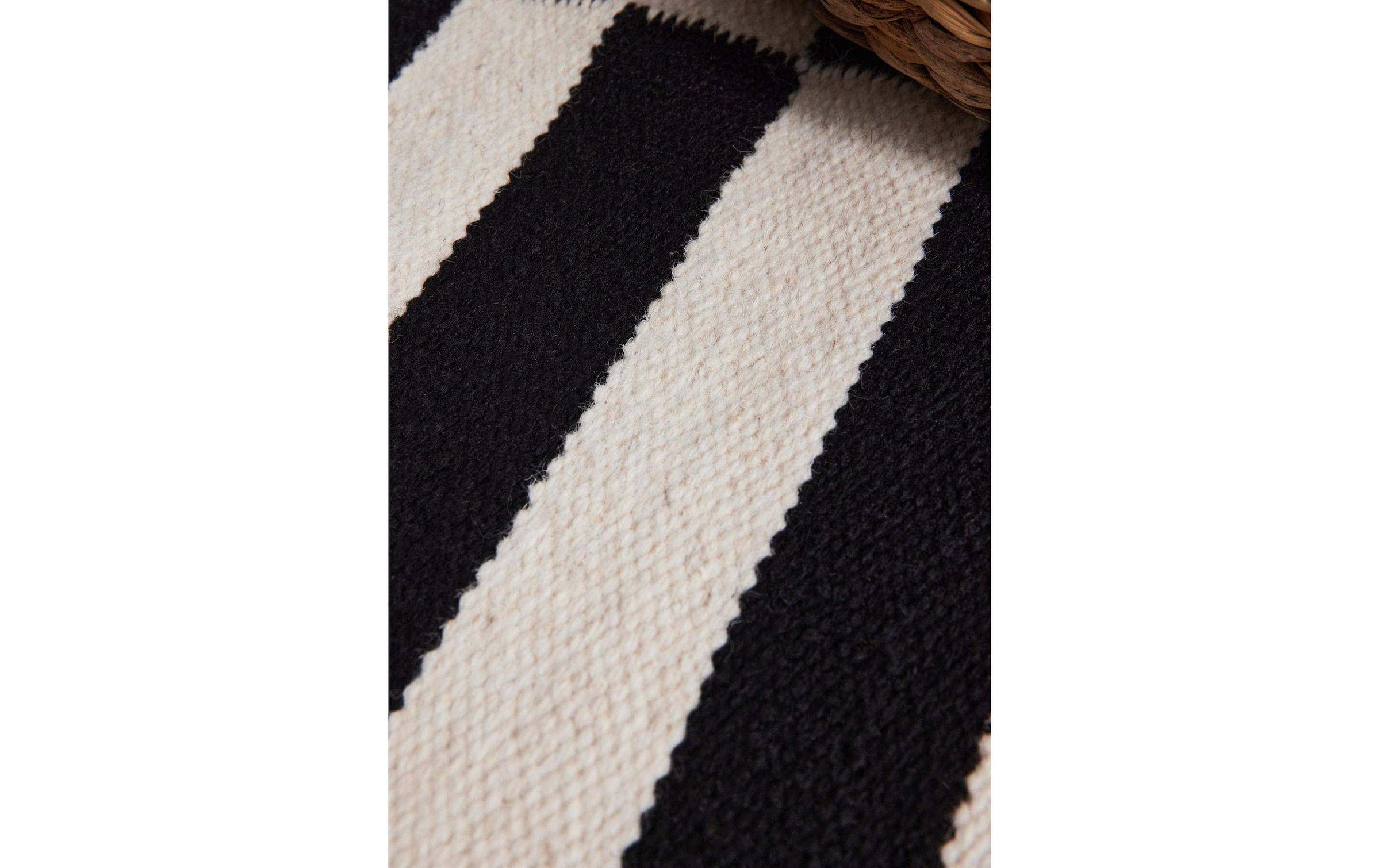 HANSE Home Teppich »Vika , schwarz-weiss« rechteckig 5 mm Höhe Handgewebt, Wolle, Natur, Läufer, Wohnzimmer, Schlafzimmer, Streifen