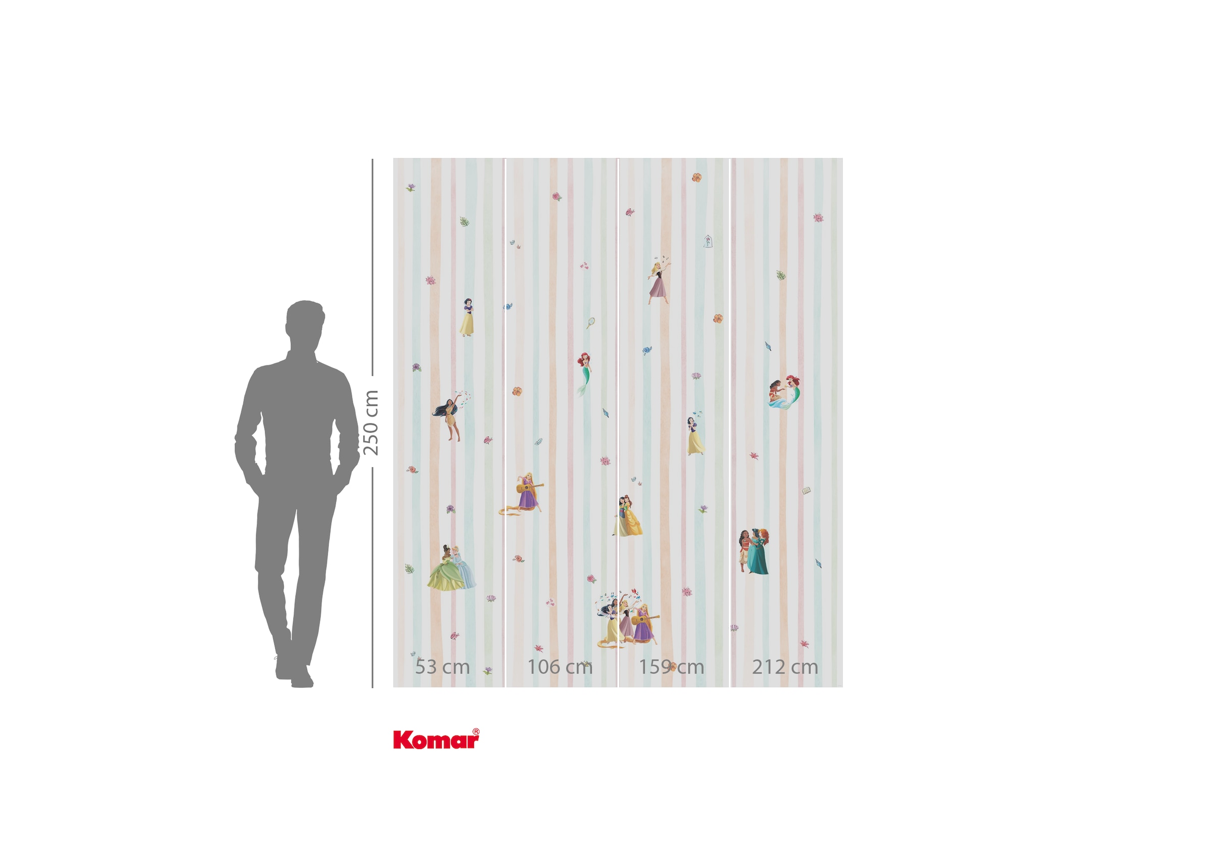 Komar Papier peint intissé »Disney Princesses Charmix« imprimé lisse rouleau de 212 x 250 cm