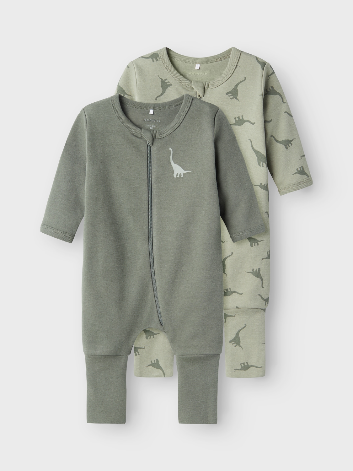 Name It Pyjama »NBMNIGHTSUIT 2P ZIP FF GREEN DINO« Packung, 2 pièces praktisches 2-er Pack, mit Dino Druck