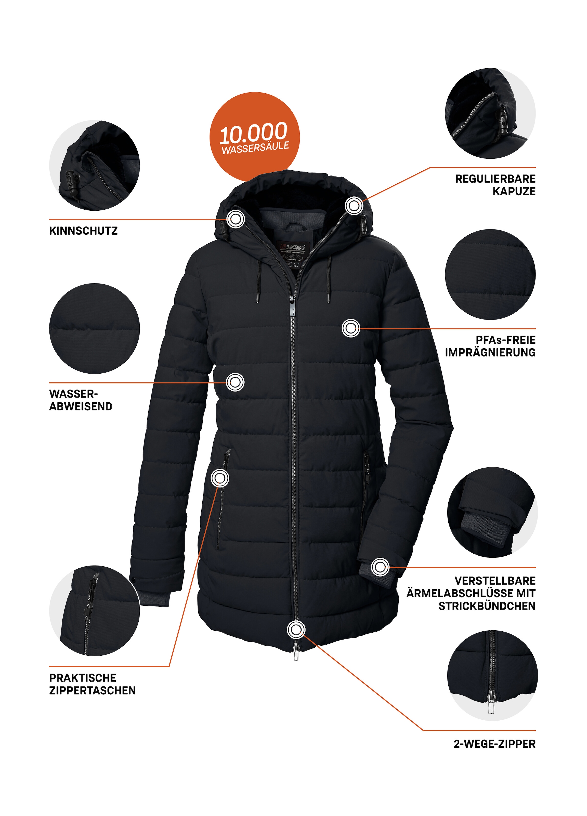 Killtec Steppmantel »KOW 55 WMN QLTD PRK« Wasserabweisender, winddichter Damenparka, atmungsaktiv