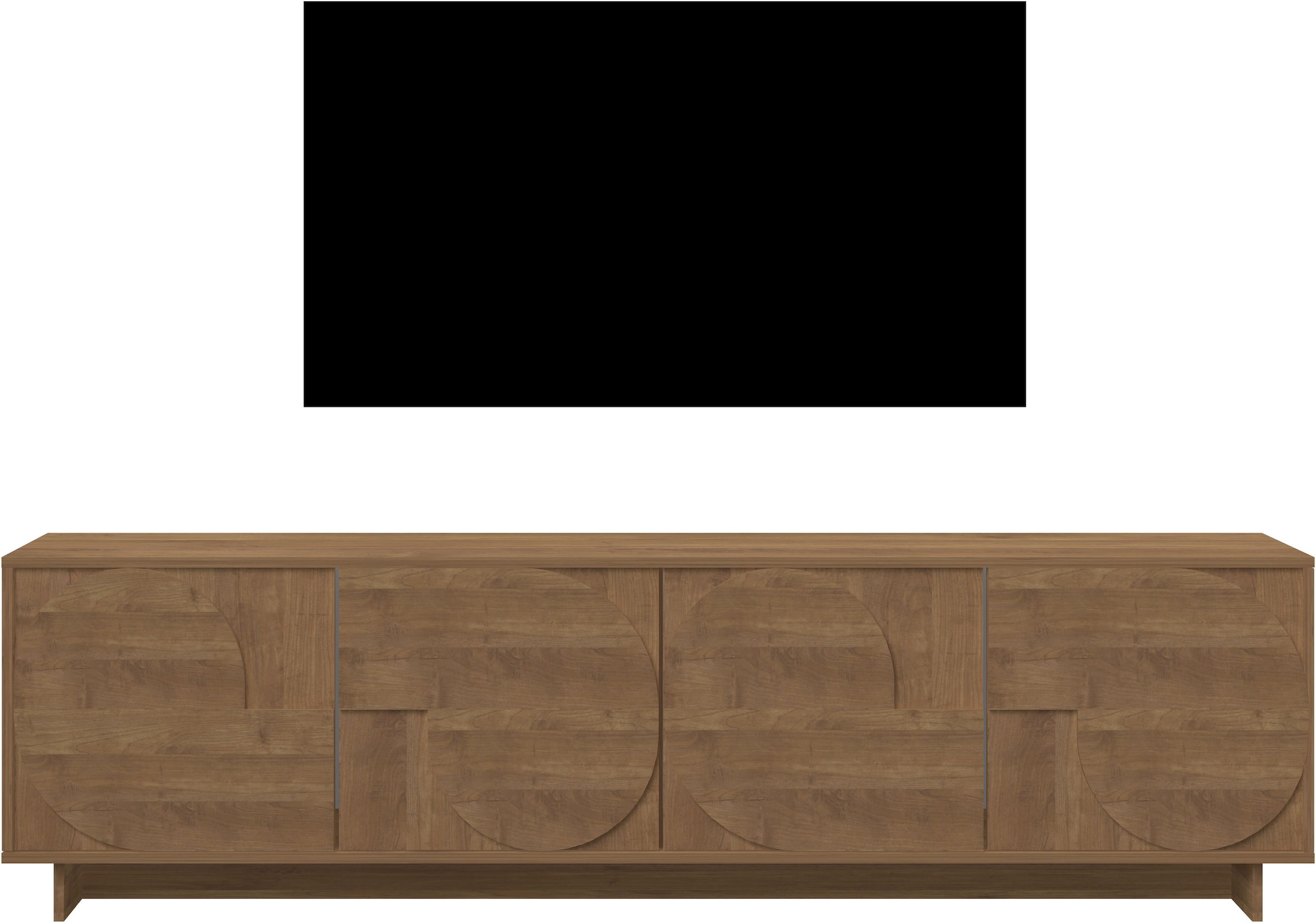 Home affaire Table basse »Zen, 205 cm breit, 4 Türen, Mediaboard, TV-Schrank, TV-Board« ouverture par pression, façades 3D, structure bois Mercure, beaucoup de rangement,
