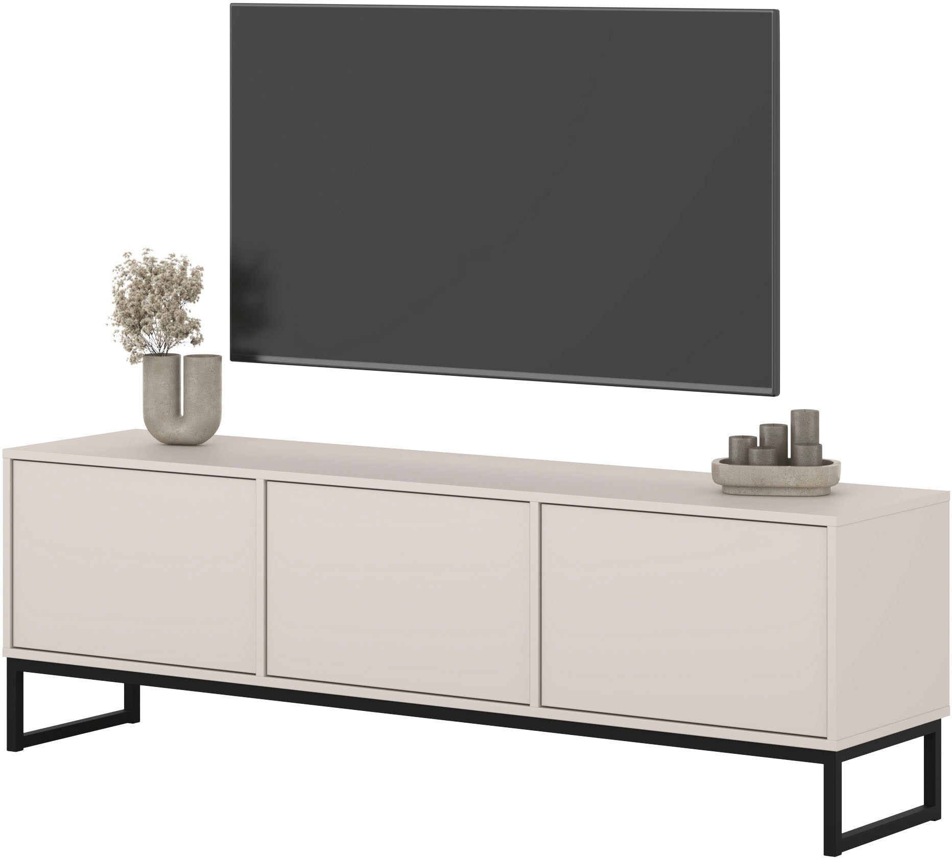 GOODproduct Table basse »Loft, Breite 157 cm, TV-Board 3 Klappen, Metallkufen« commode TV avec beaucoup de rangement, fonction push-to-open