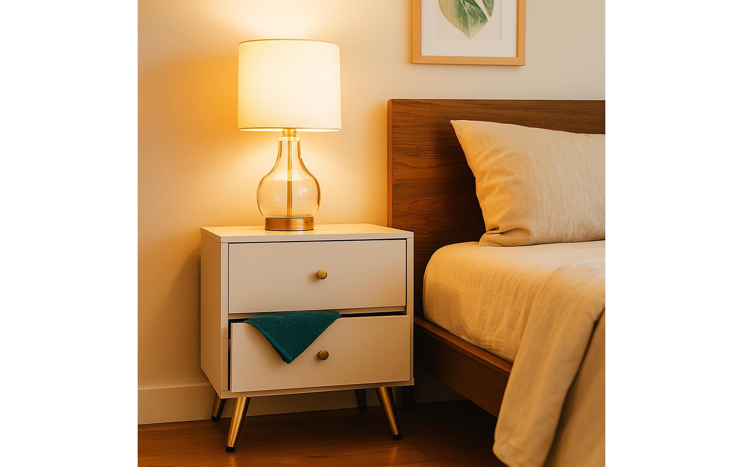 relaxdays Nachttisch »41.5 x 40 x 32.5 cm« Bettschränkchen mit goldenen Beinen