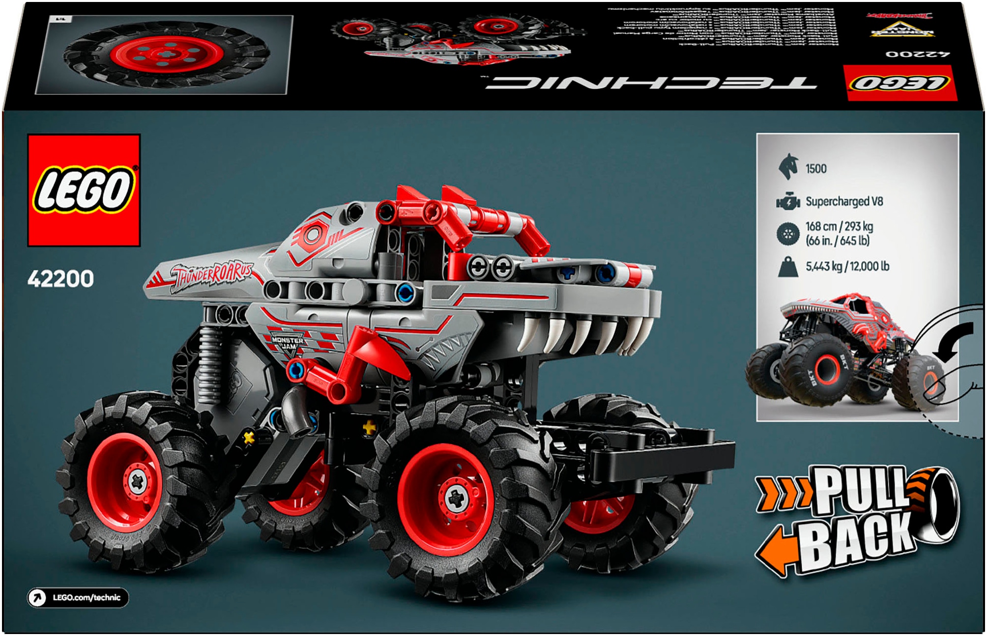 LEGO® Konstruktionsspielsteine »Monster Jam™ ThunderROARus™ (42200), LEGO Technic« Made in Europe