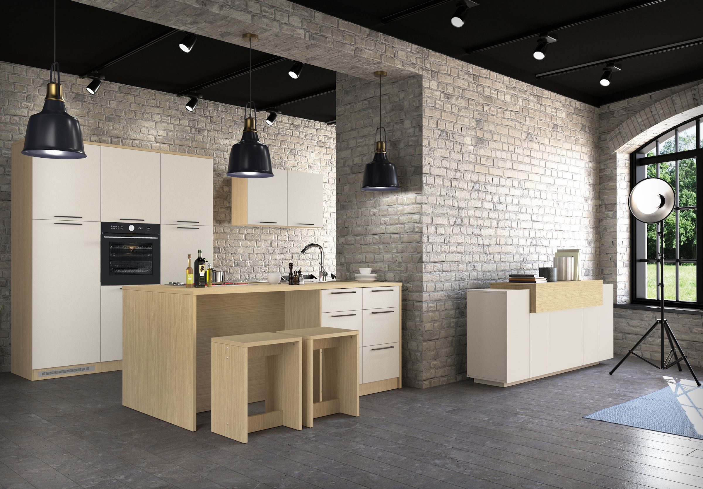 KOCHSTATION Tabouret de bar »Luna, Barstuhl, Stitzhocker, Made in Italy« Küchenhocker im 2er-Set