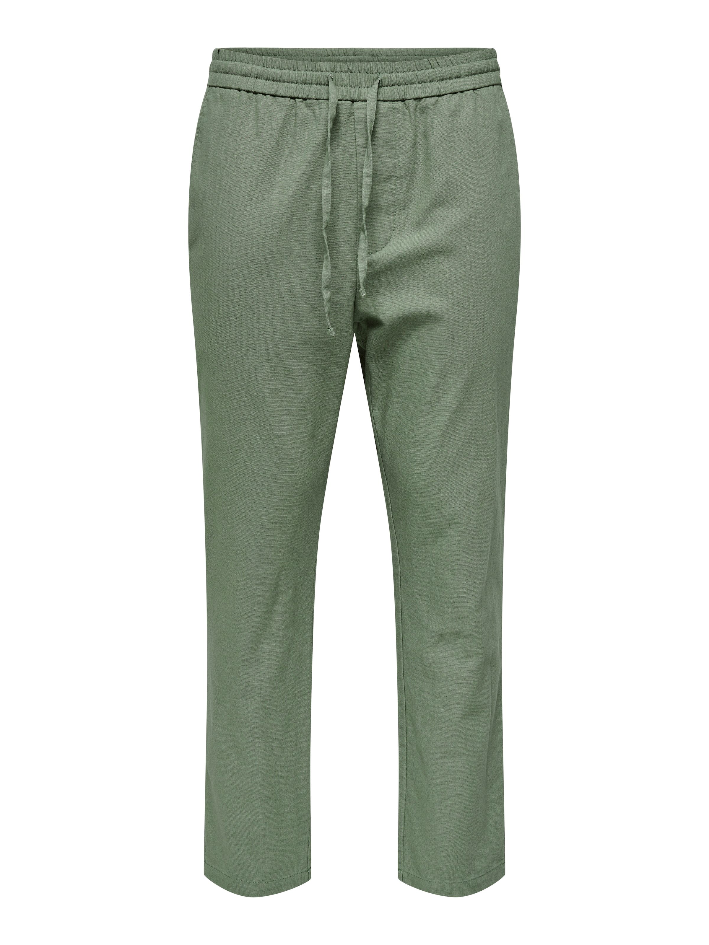 ONLY & SONS Pantalon à enfiler »ONSLINUS CROP 0007 COT LIN PNT NOOS«  coton avec lin, ceinture élastique et cordon