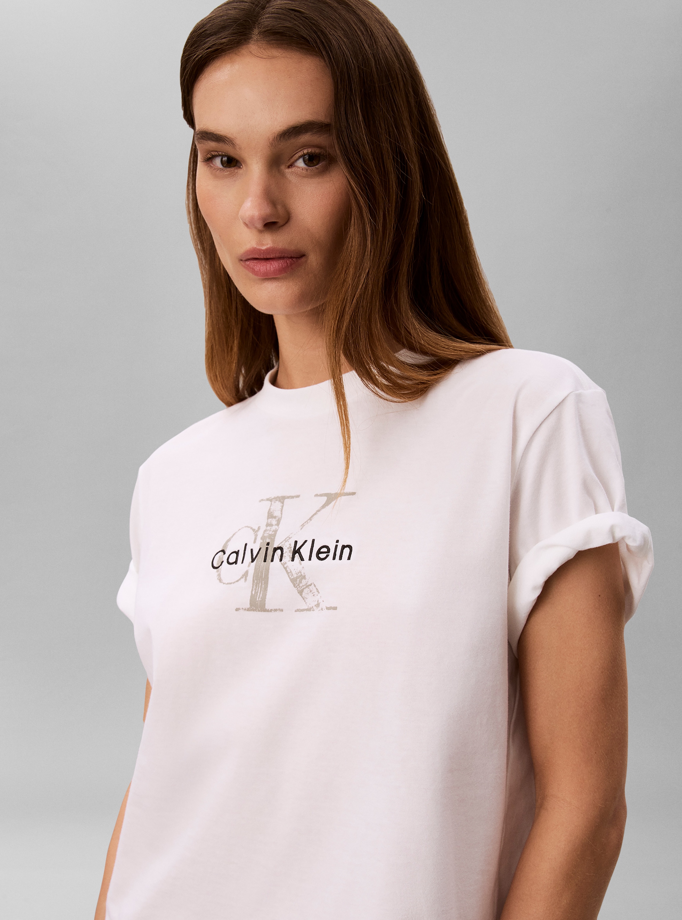 Calvin Klein T-shirt »BOXY HAND DRAWN MONOLOGO TEE« coupe régulière, logo